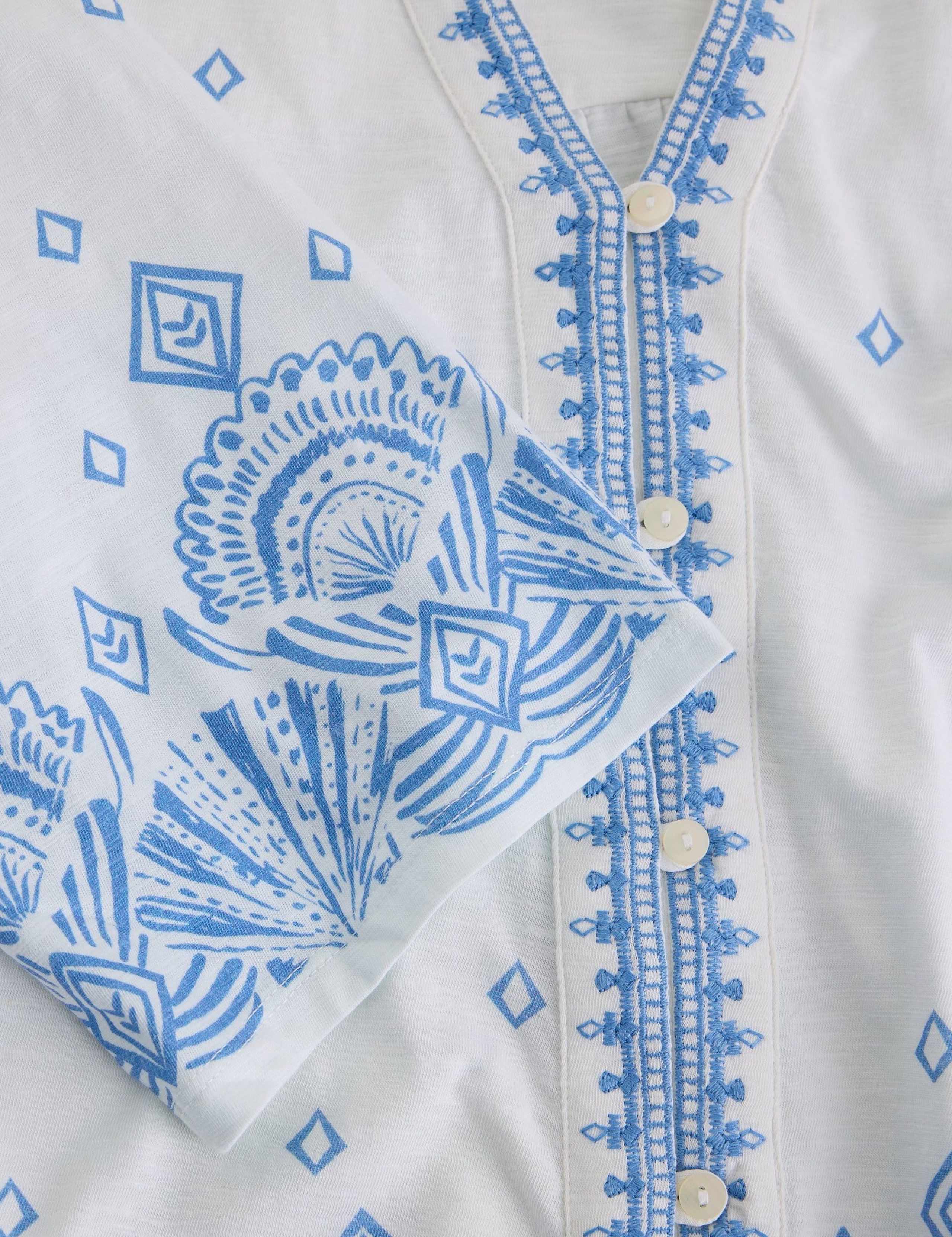 Pure Cotton Embroidered Notch Neck Top 3 of 6