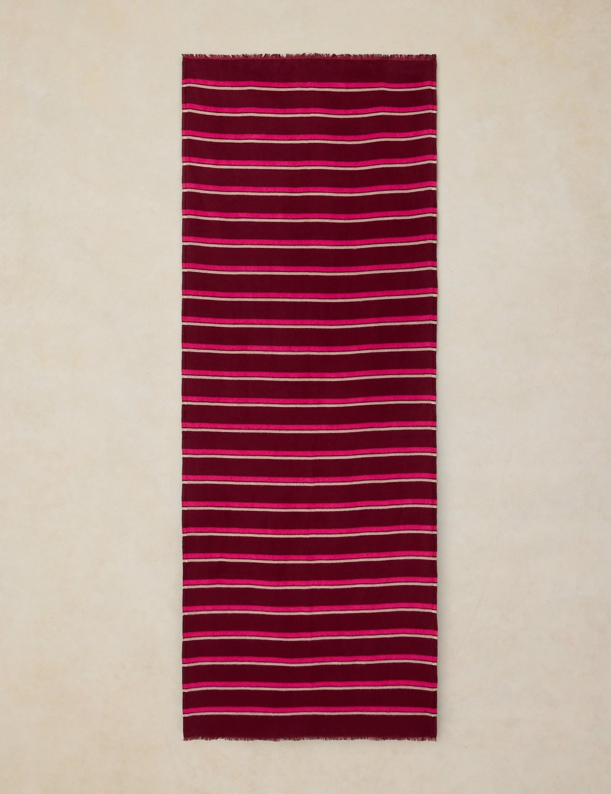 Cotton Rich Striped Fringed Scarf 2 of 3