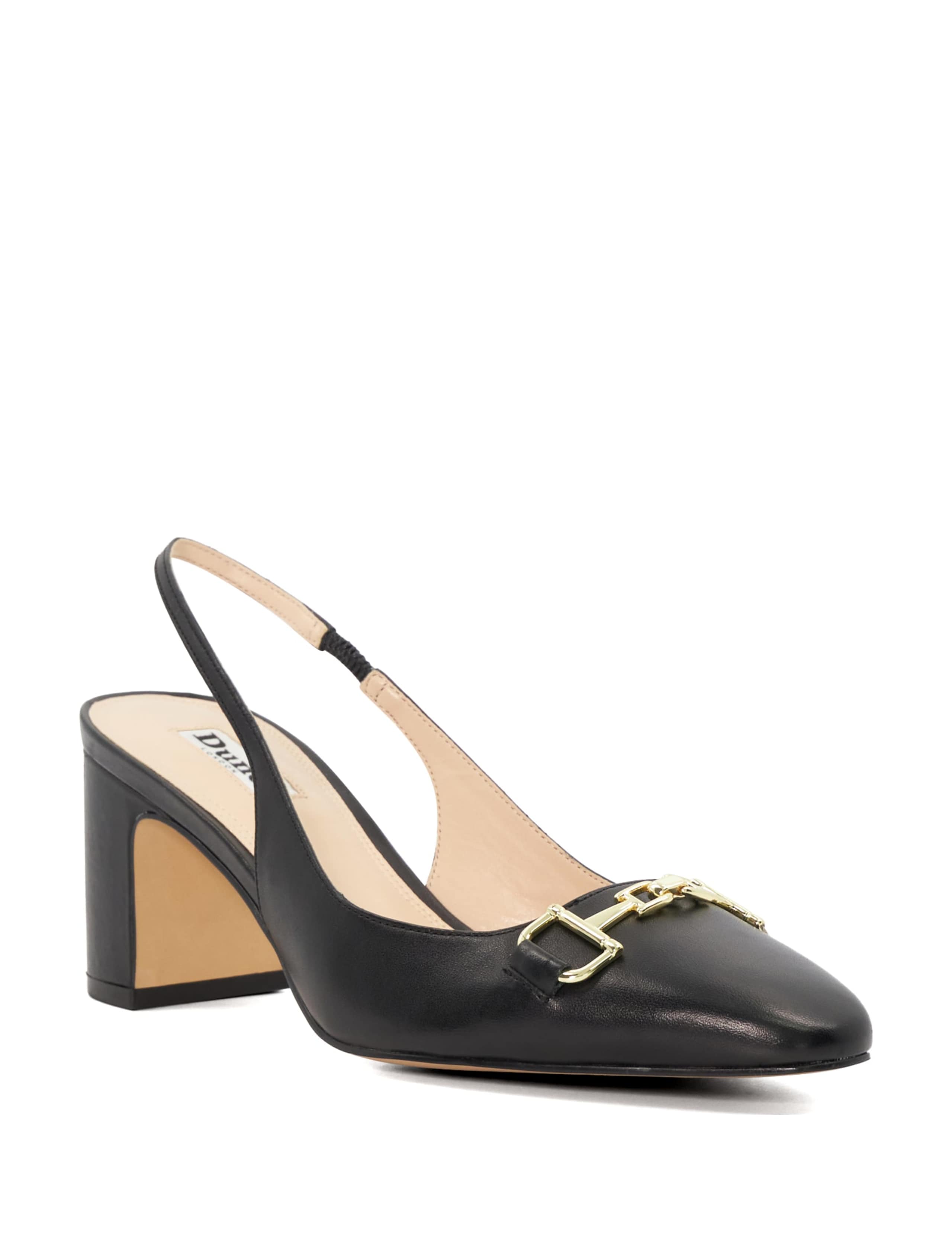 Leather Block Heel Slingback Court Shoes 2 of 5