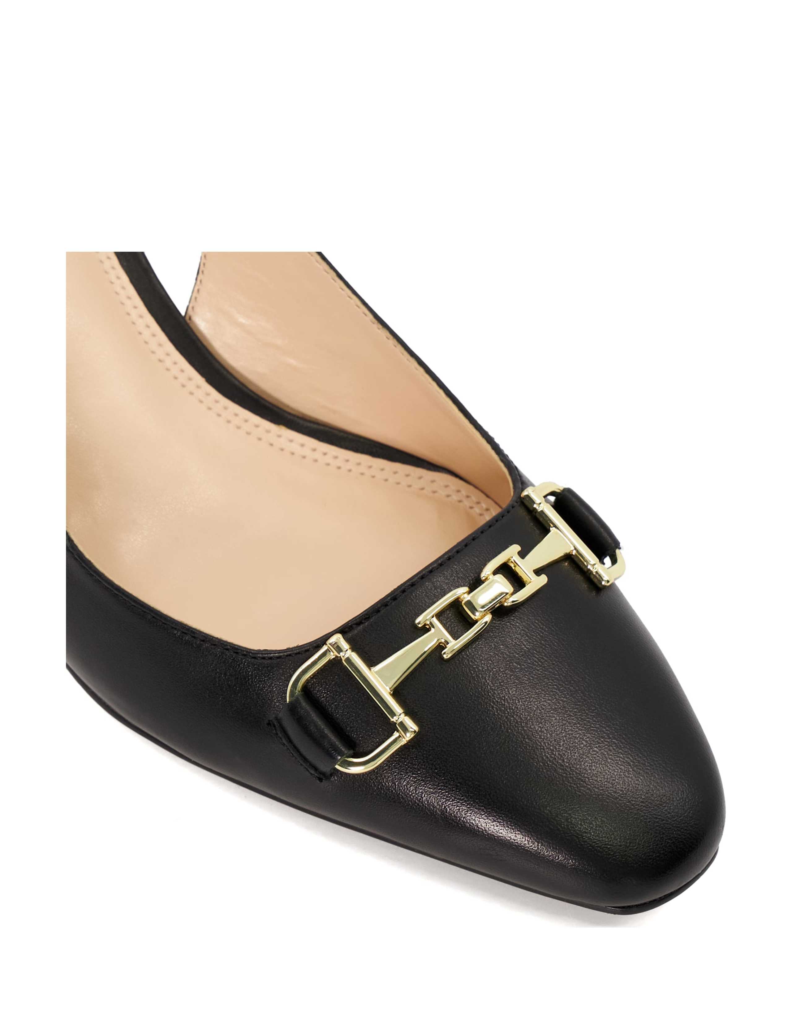 Leather Block Heel Slingback Court Shoes 4 of 5