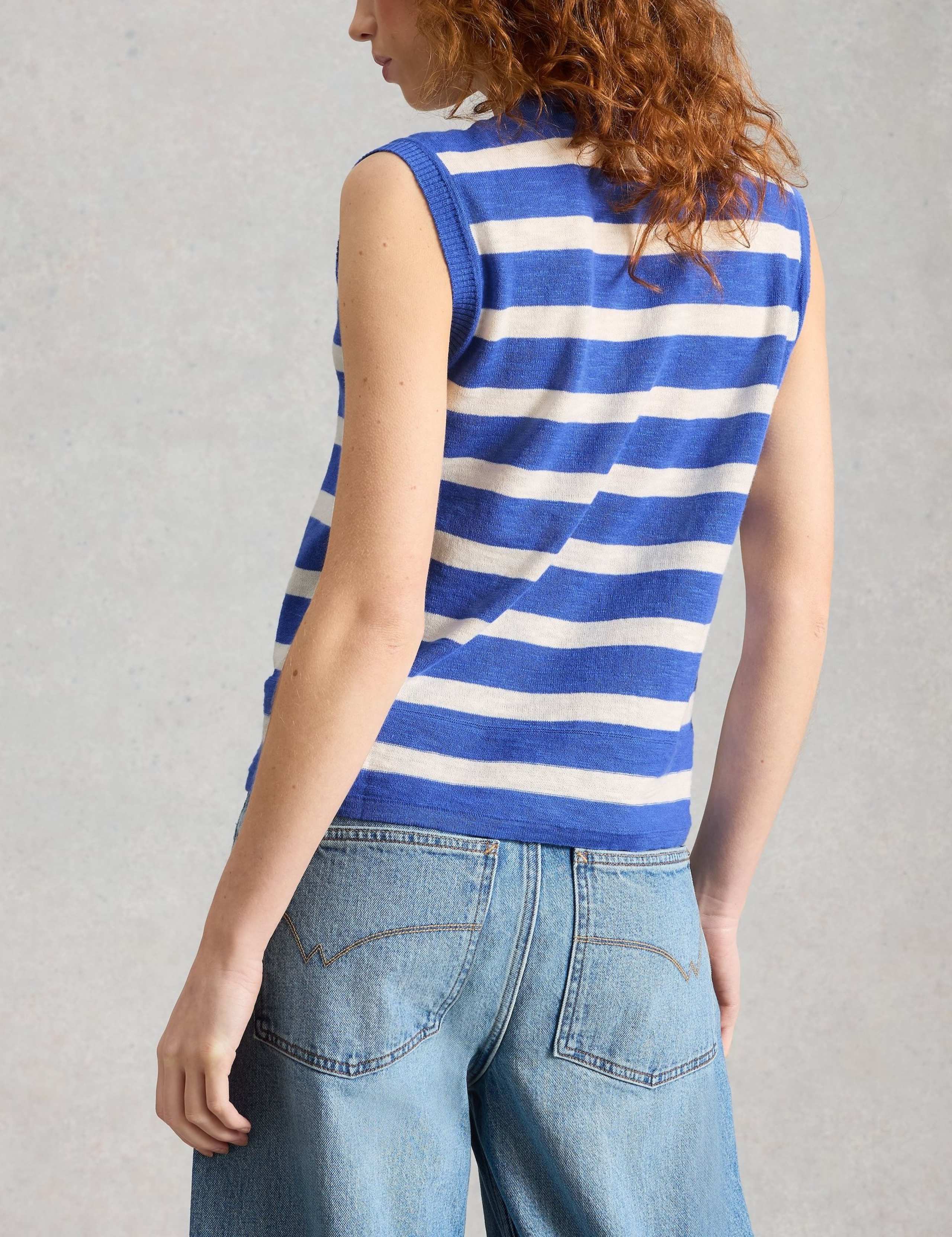 Cotton Rich Striped V-Neck Tank Top 4 of 6