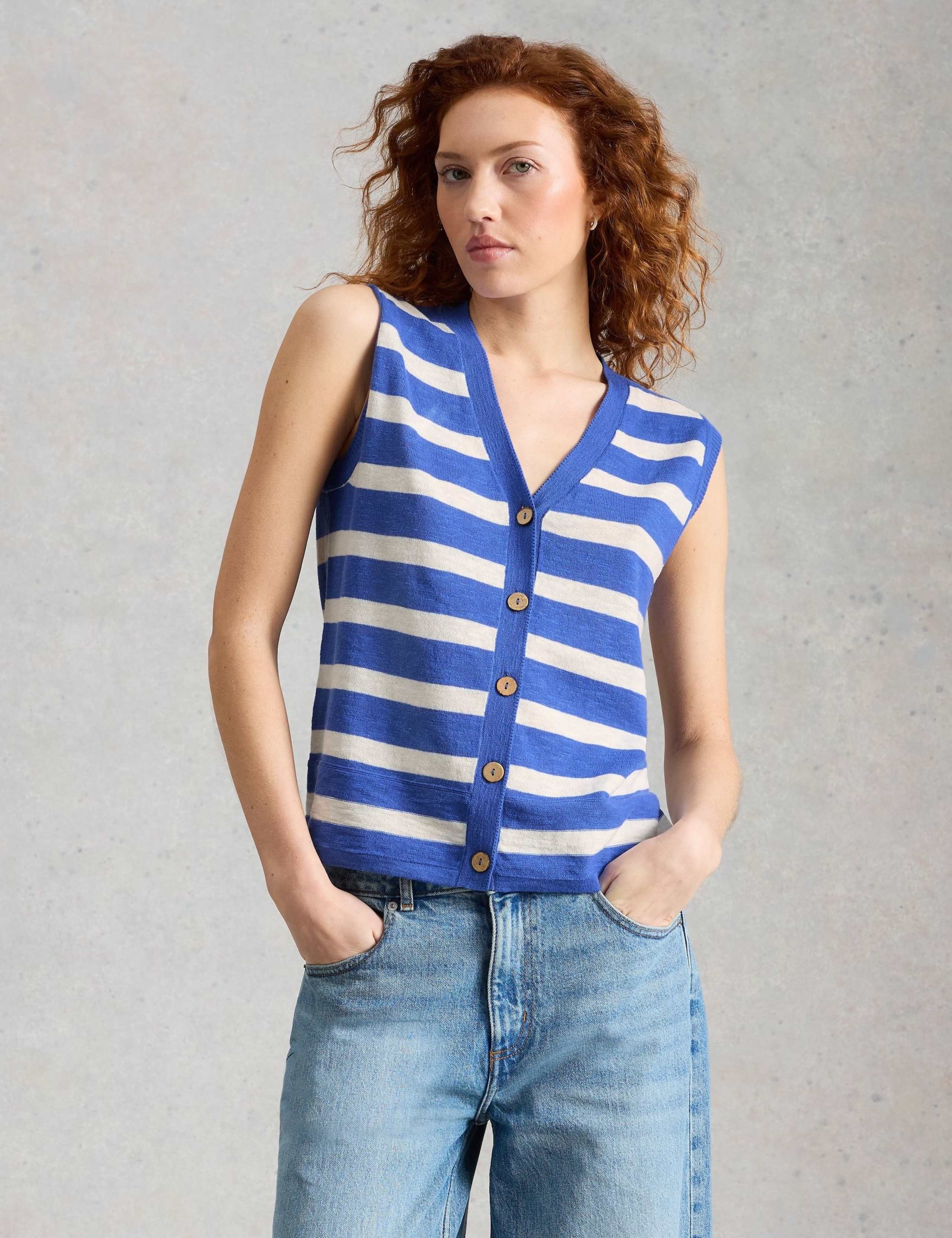 Cotton Rich Striped V-Neck Tank Top 5 of 6