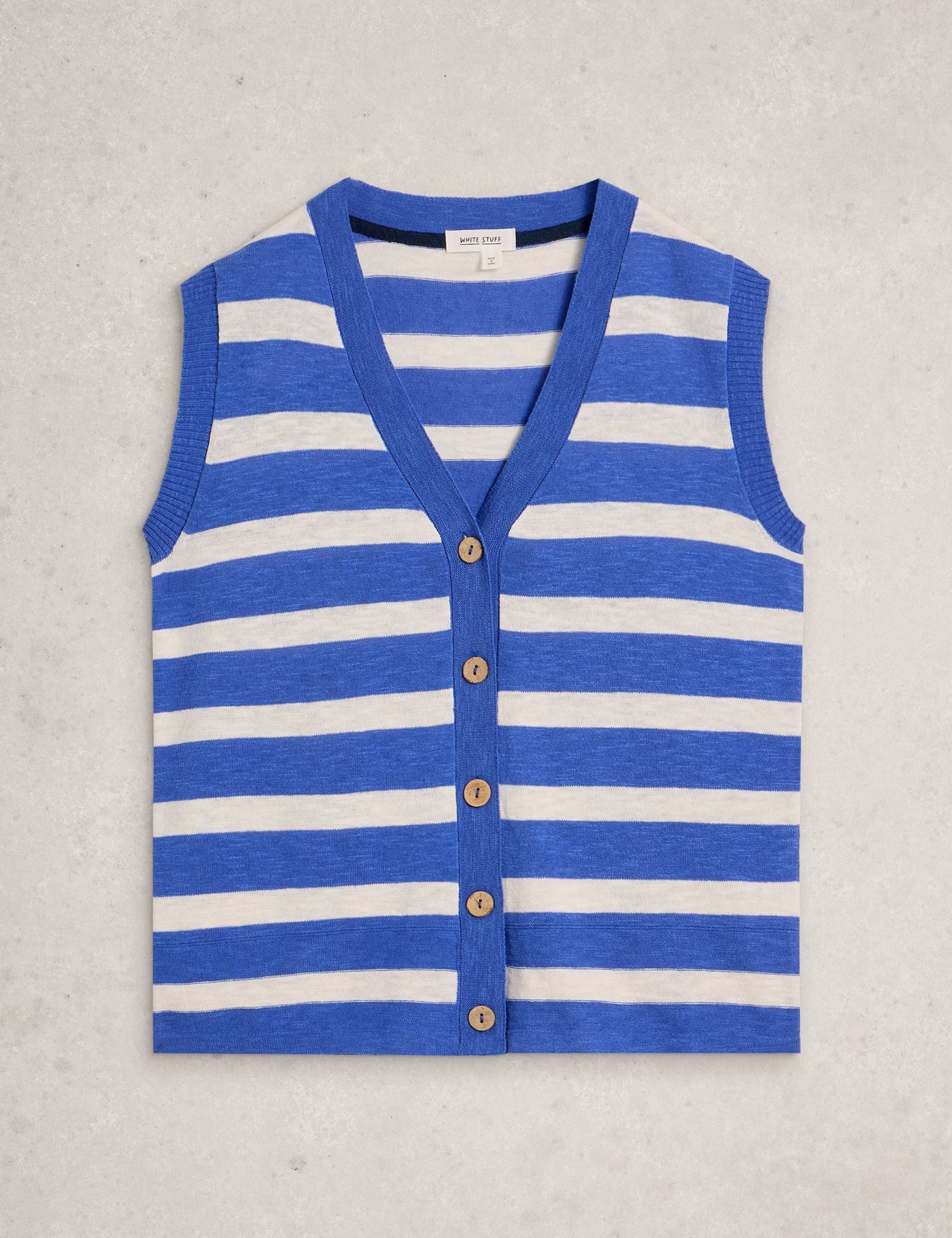 Cotton Rich Striped V-Neck Tank Top 2 of 6