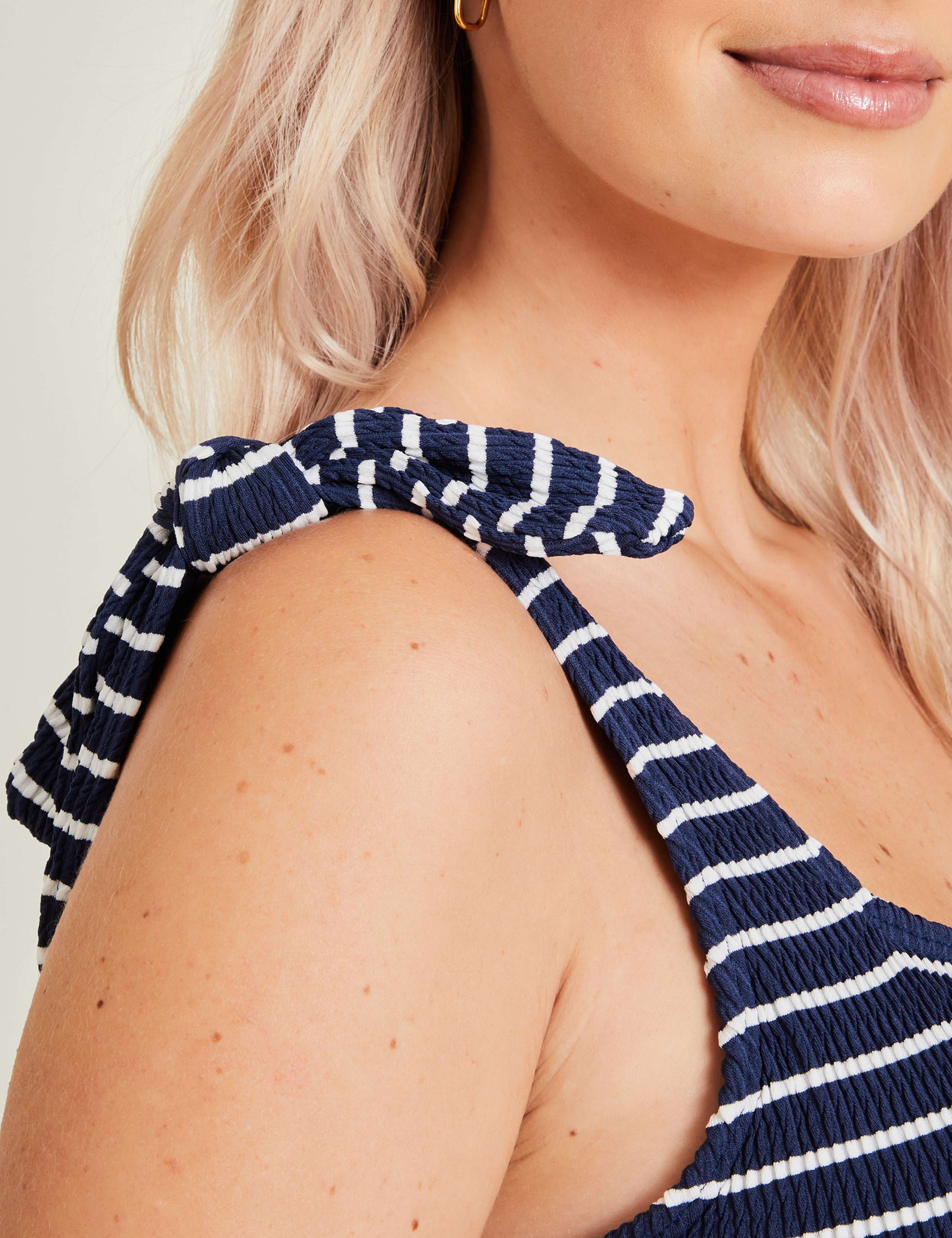 Striped Textured Padded Square Neck Swimsuit 4 of 4