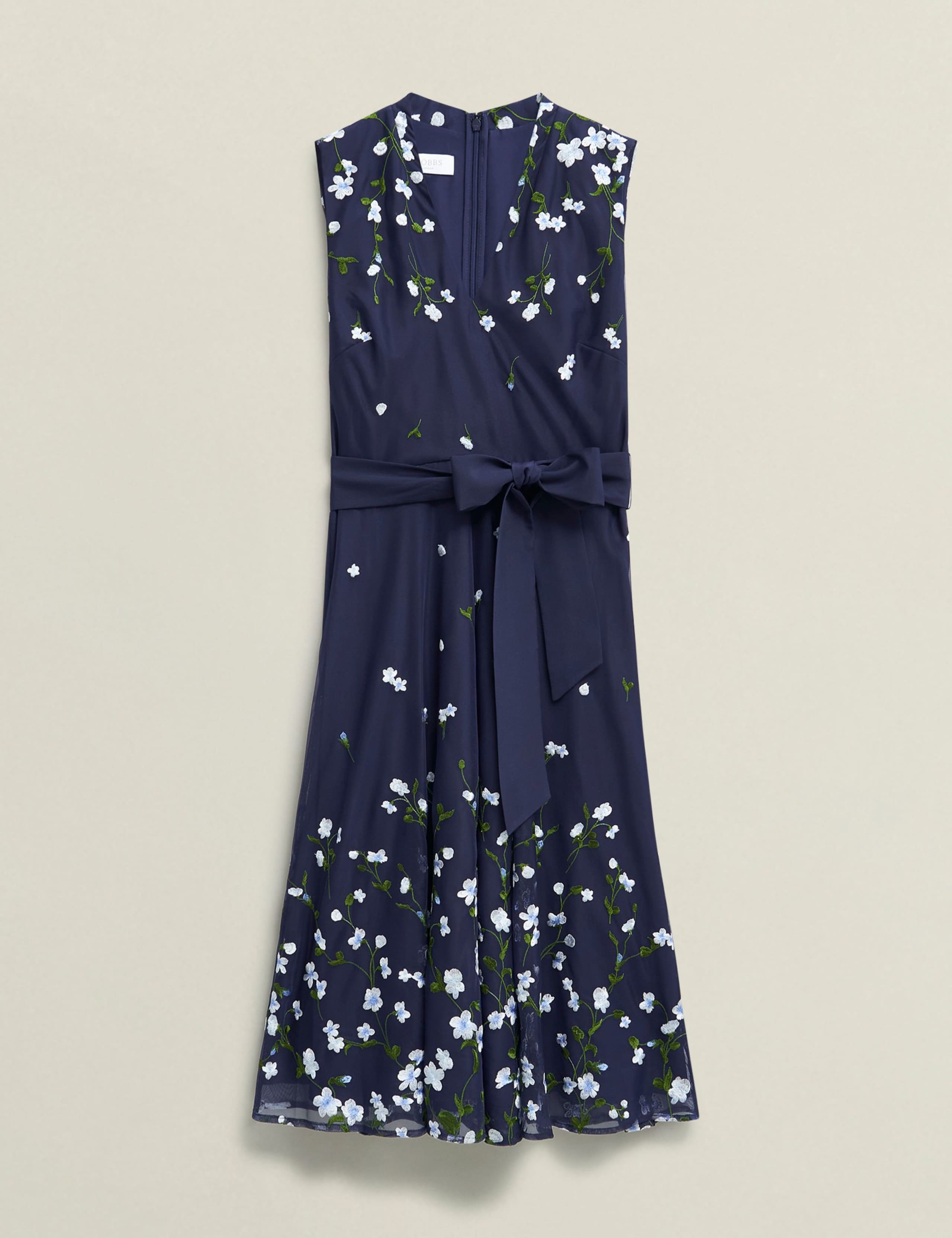Embroidered V-Neck Knee Length Wrap Dress 2 of 6