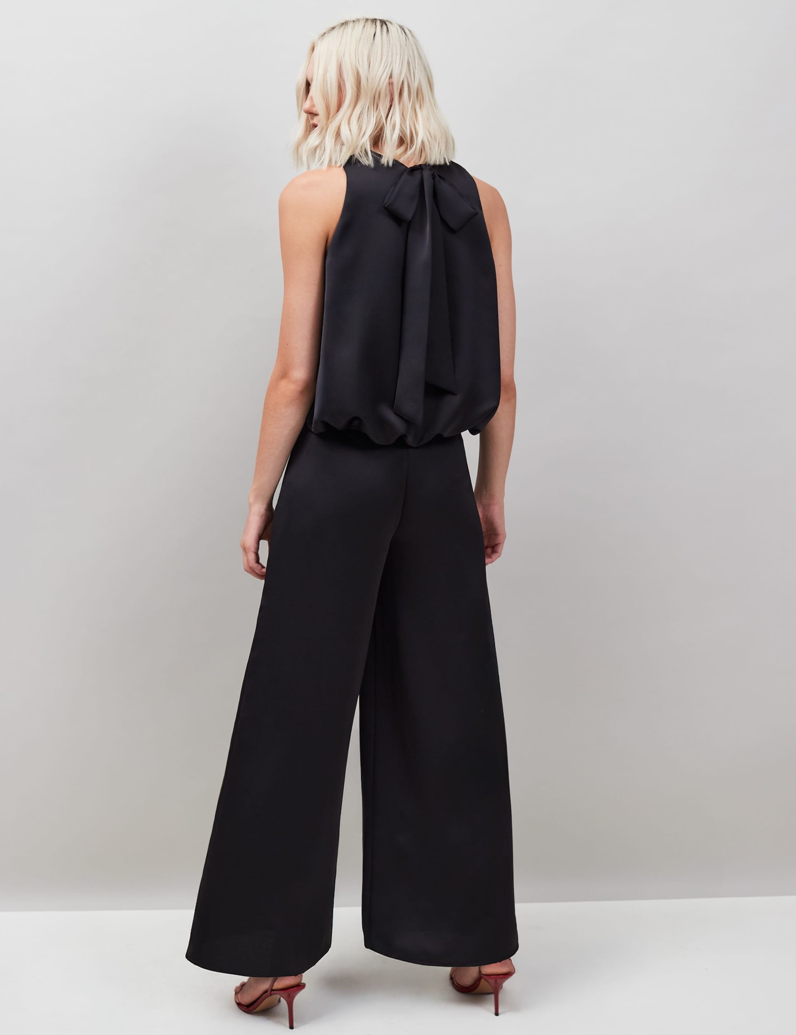 Satin Elasticated Waist Wide Leg Trousers 2 of 2