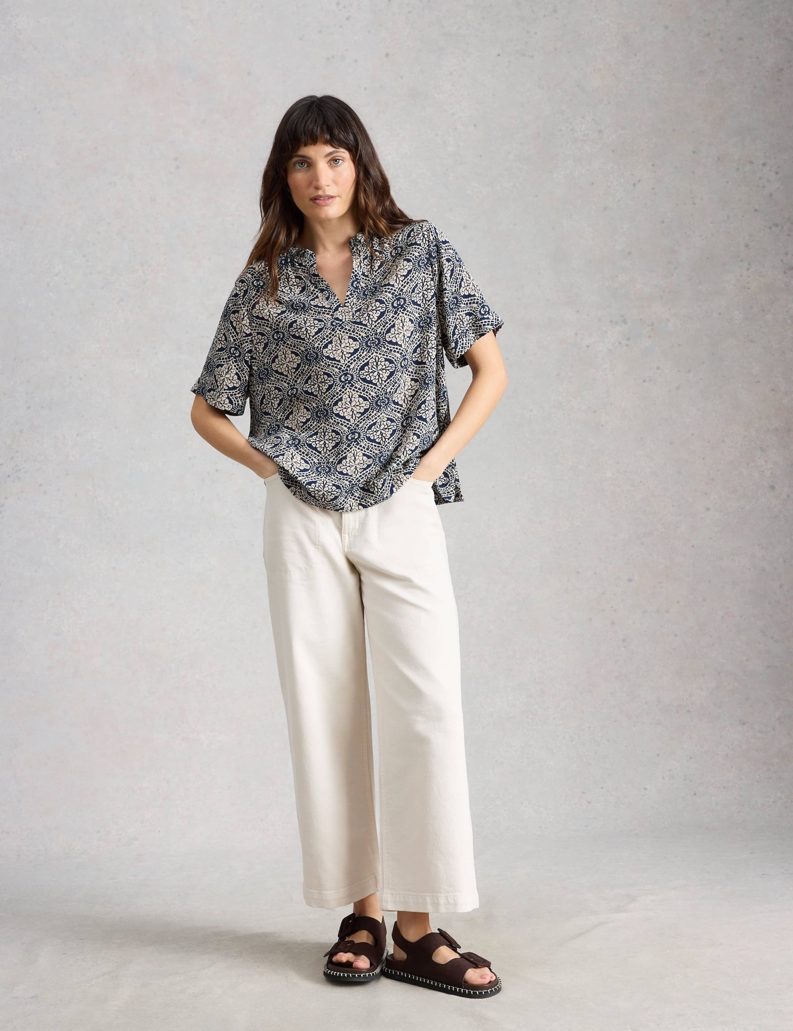 Floral Textured Notch Neck Top 3 of 6