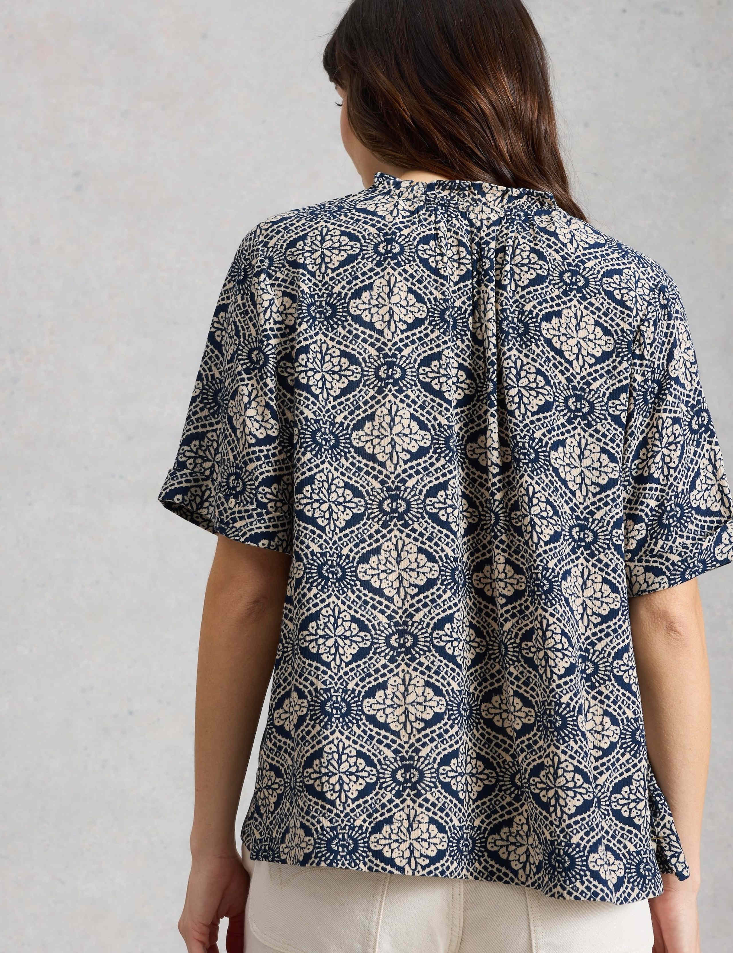Floral Textured Notch Neck Top 5 of 6