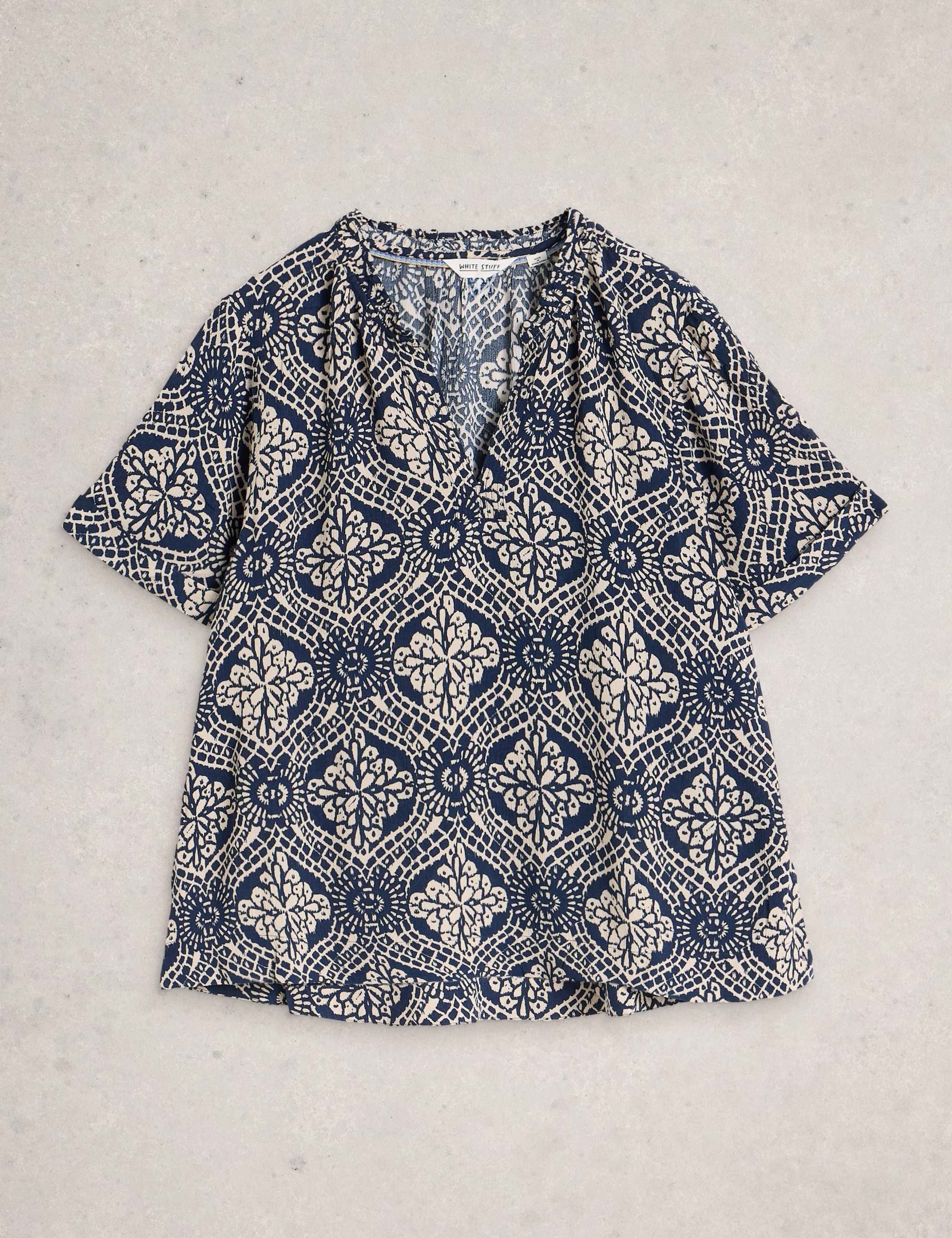 Floral Textured Notch Neck Top 2 of 6