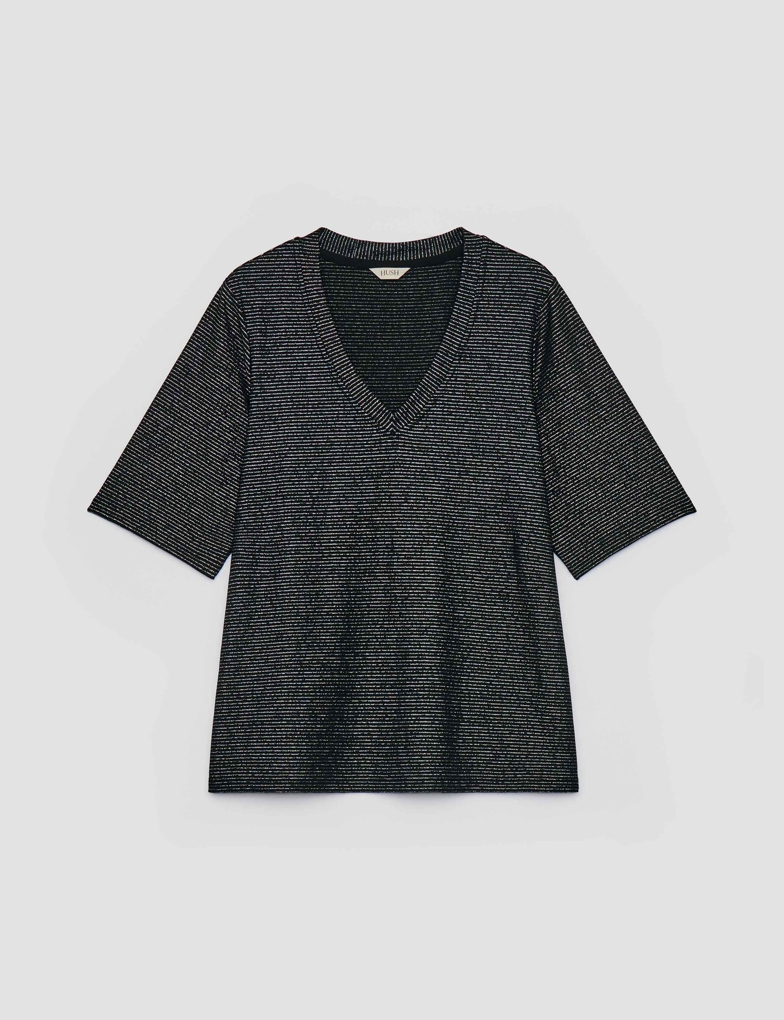 Lurex Striped V Neck T-Shirt 2 of 5