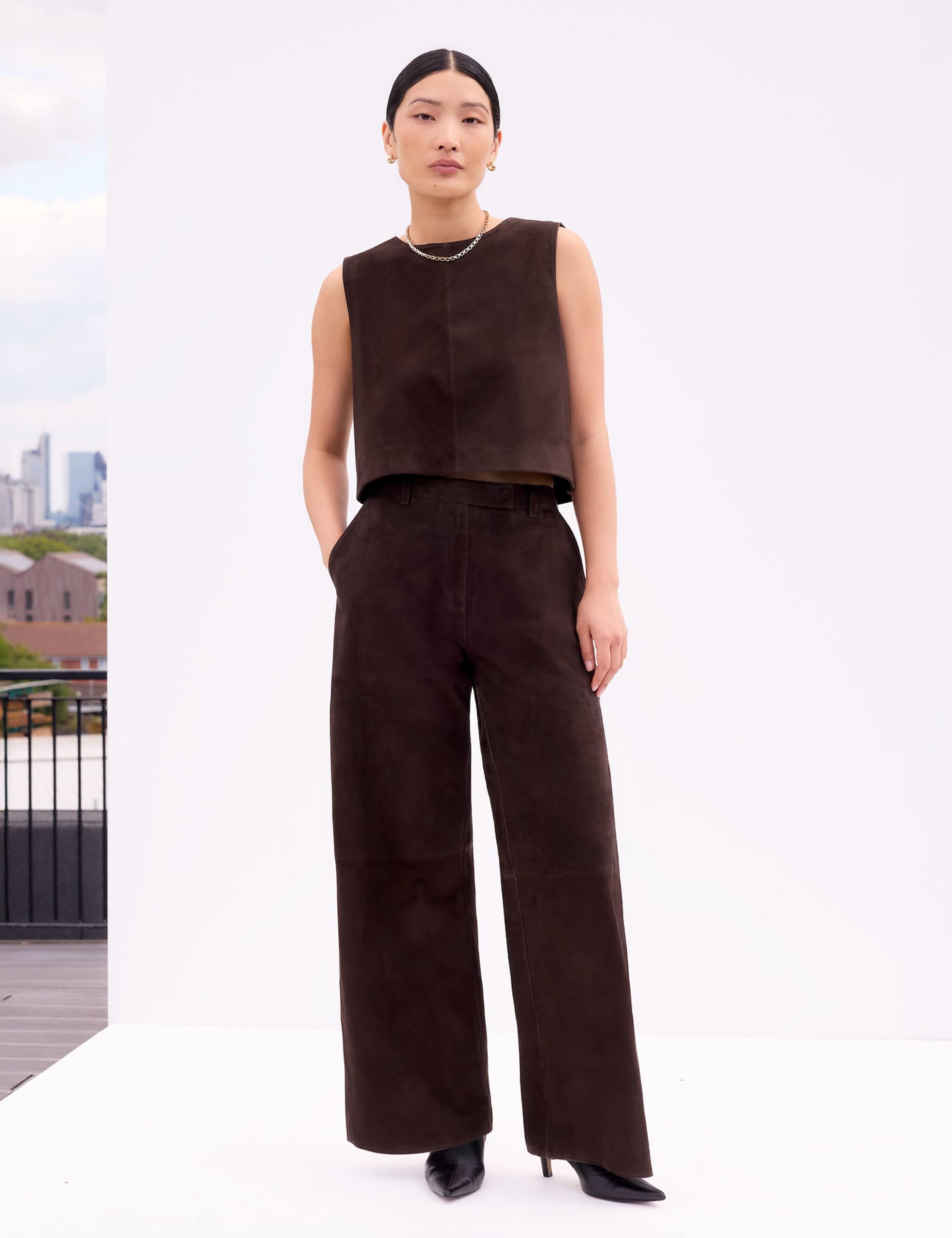 Suede Wide Leg Trousers 1 of 3