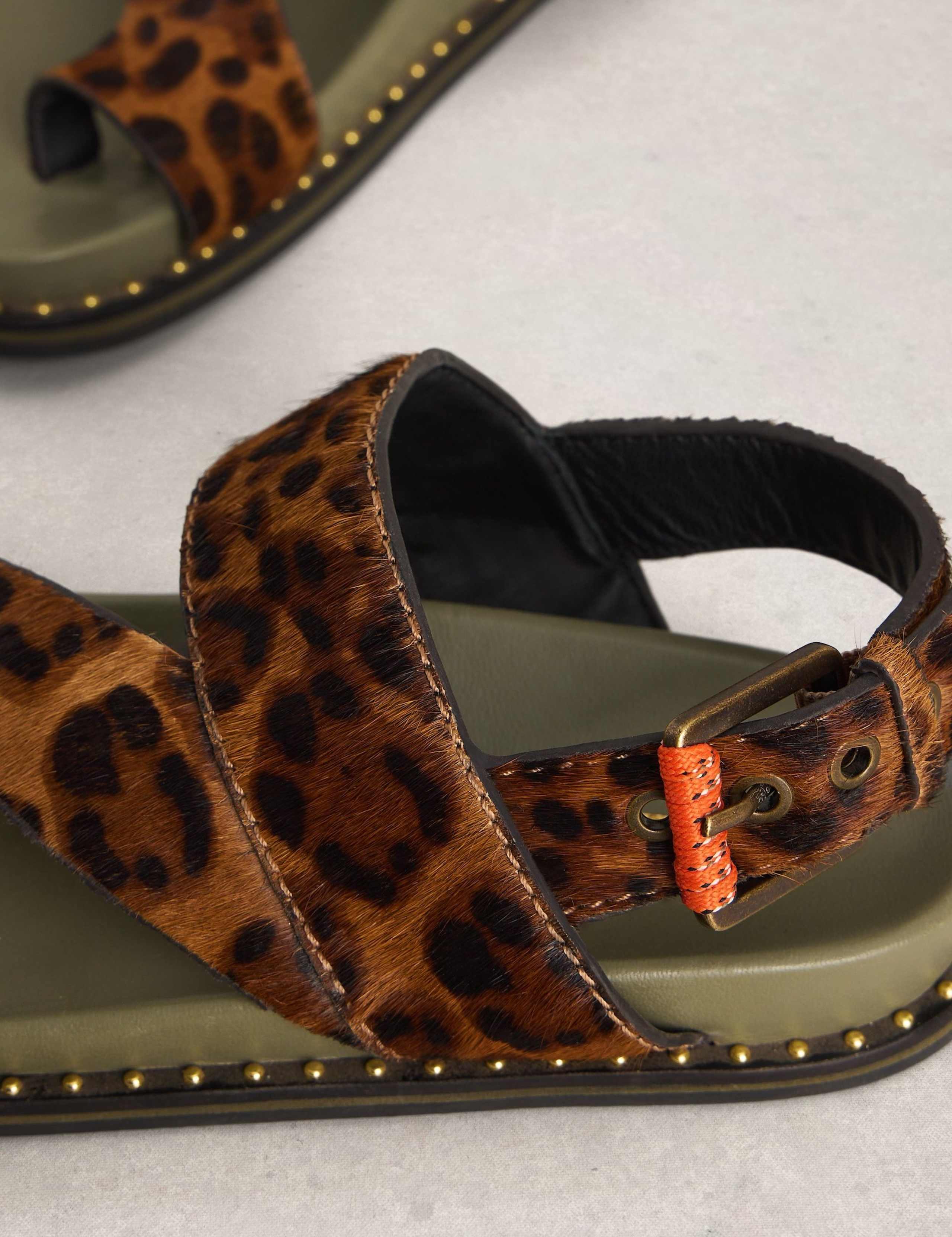 Leather Hair On Animal Print Flat Sandals 4 of 4