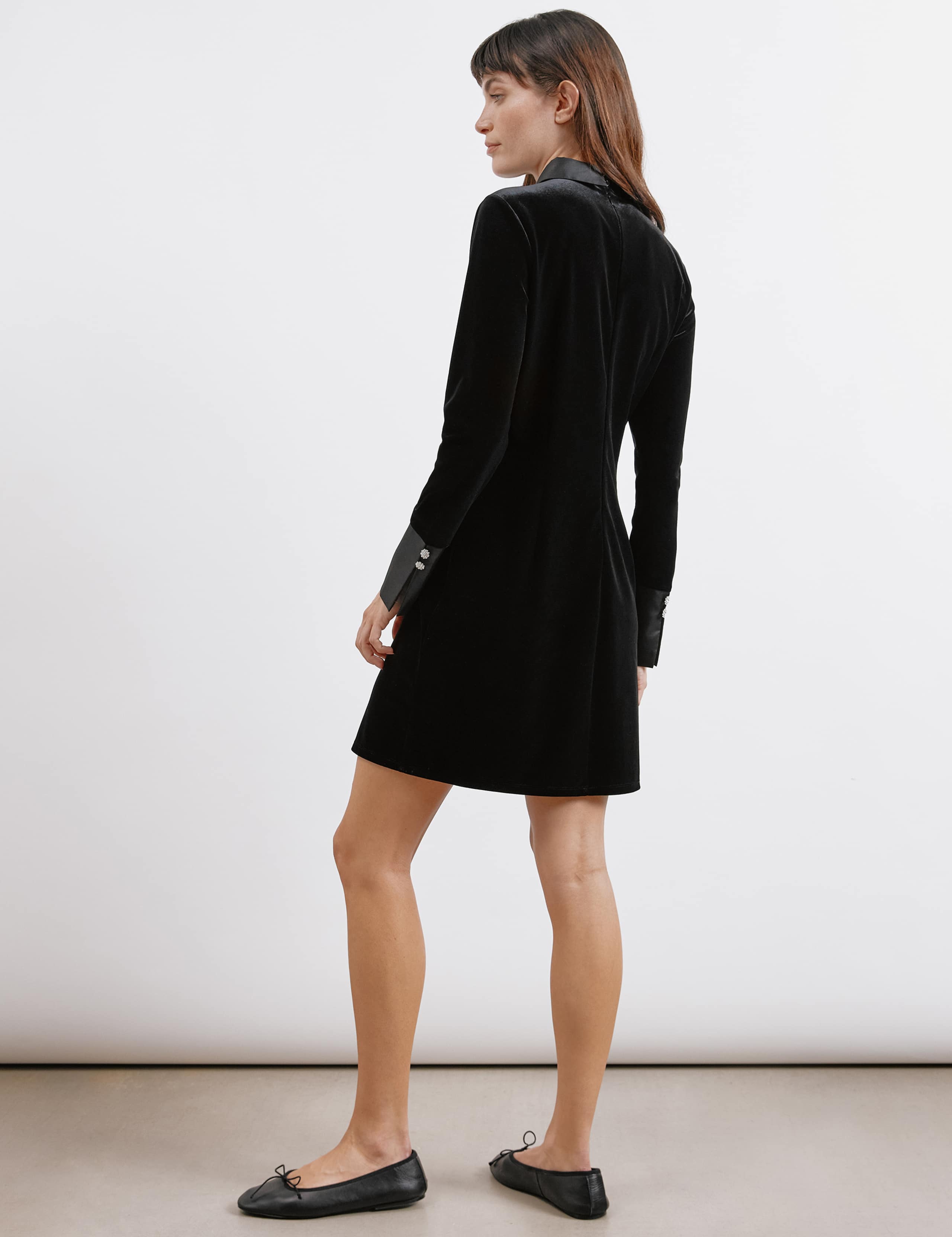 Velvet Collared Mini Shift Dress 4 of 5