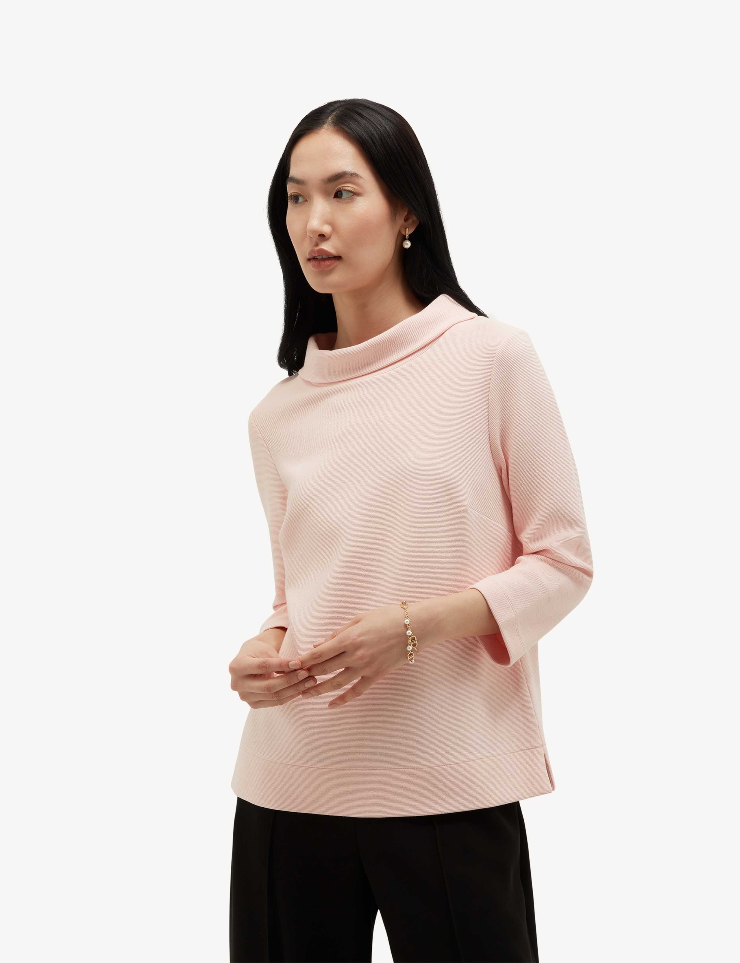 Cotton Blend Textured Roll Neck Top 1 of 6