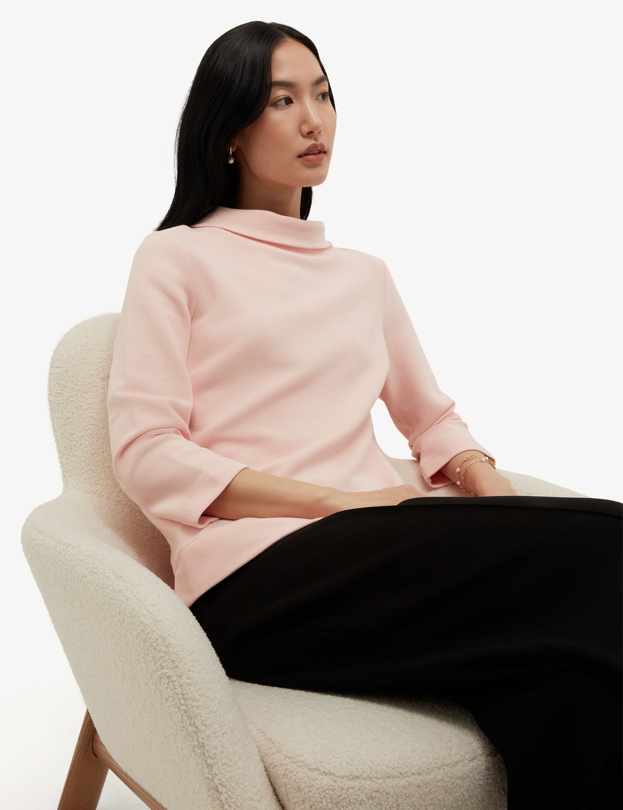 Cotton Blend Textured Roll Neck Top 4 of 6