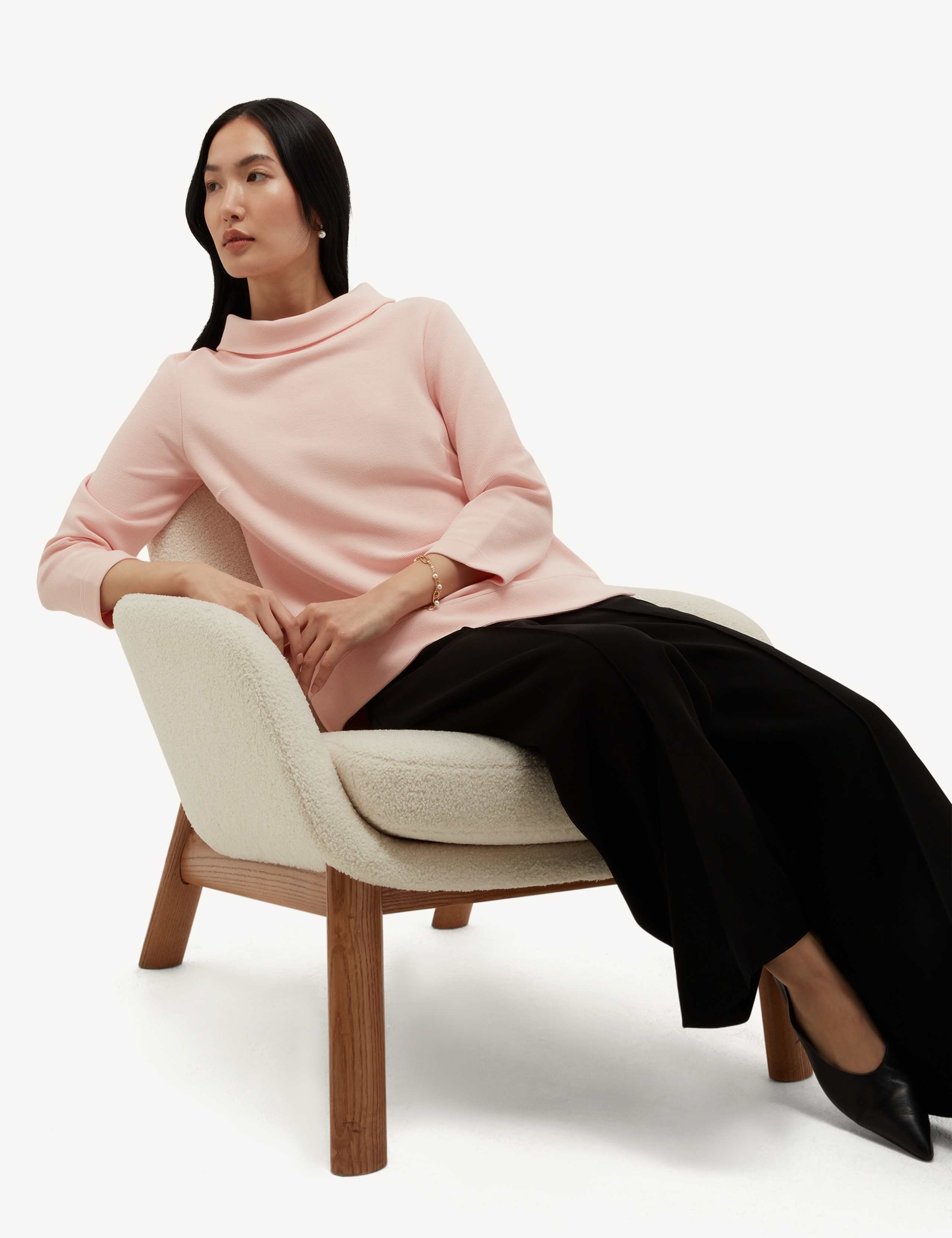Cotton Blend Textured Roll Neck Top 6 of 6