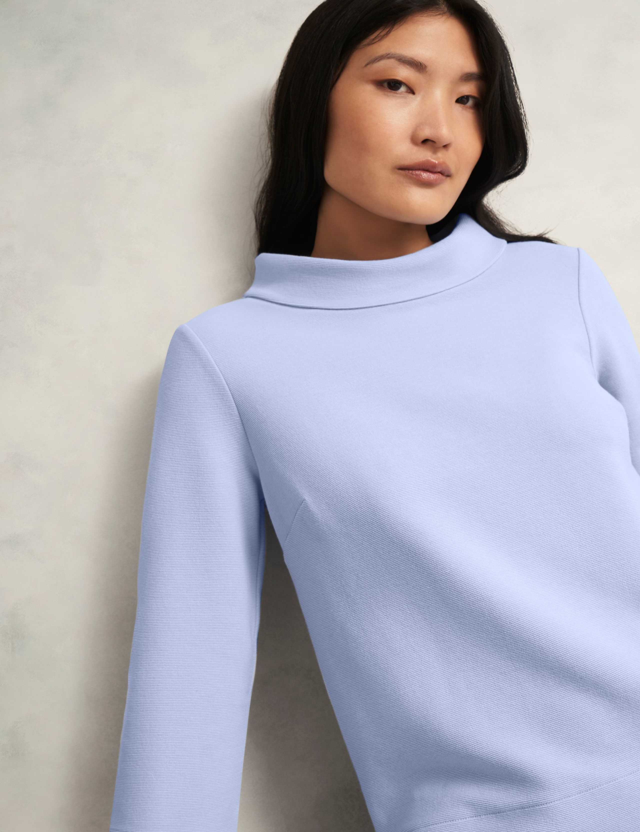 Cotton Blend Textured Roll Neck Top 6 of 6