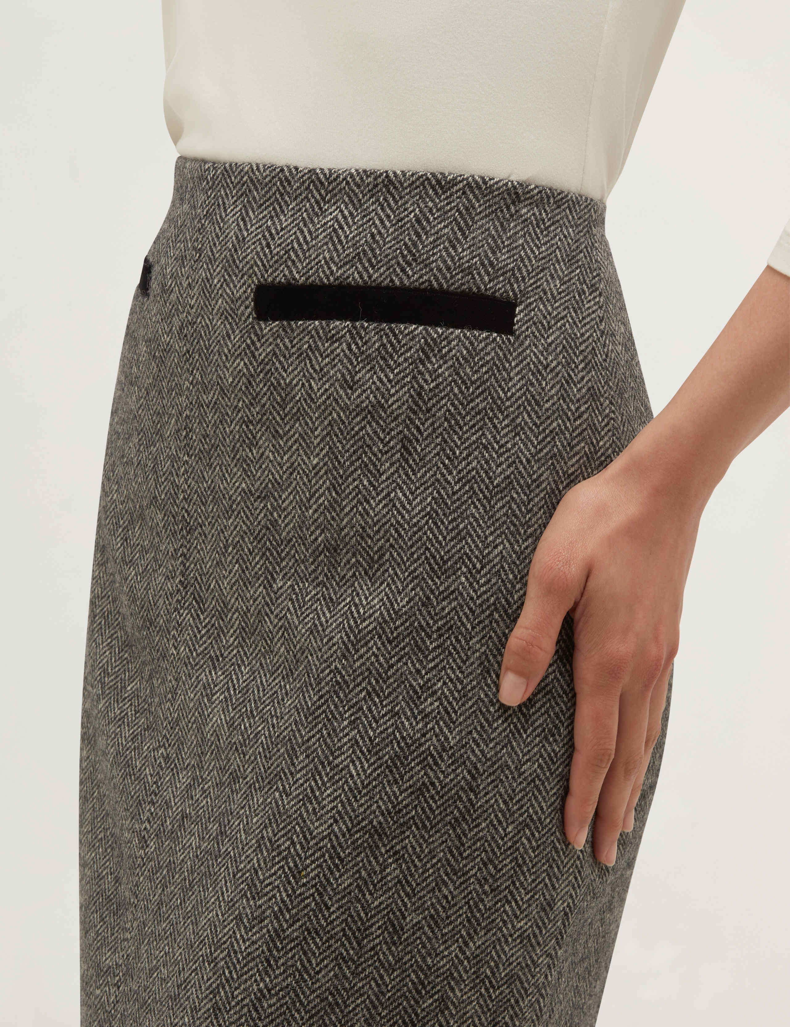 Pure Wool Tweed Knee Length Pencil Skirt 3 of 6