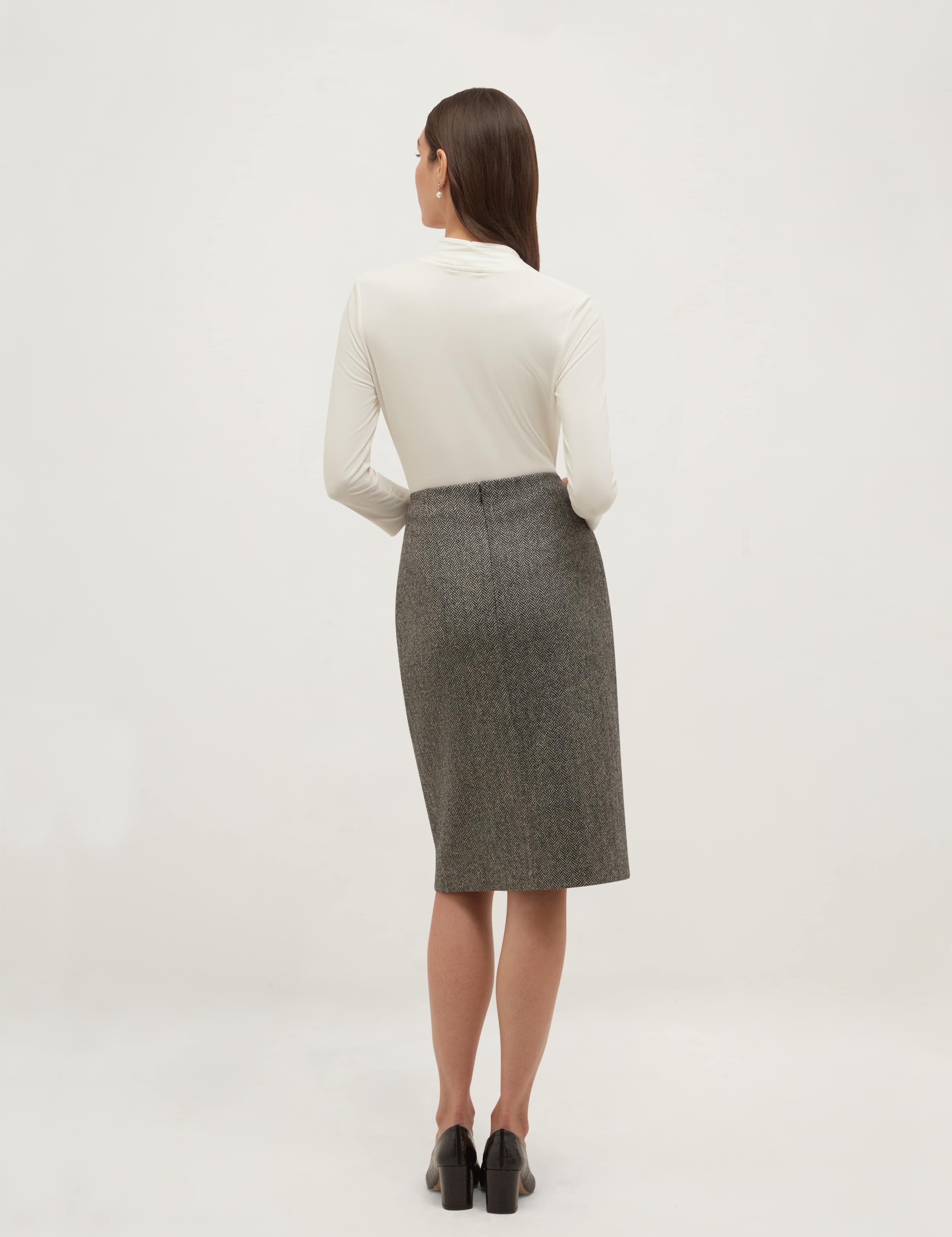 Pure Wool Tweed Knee Length Pencil Skirt 4 of 6