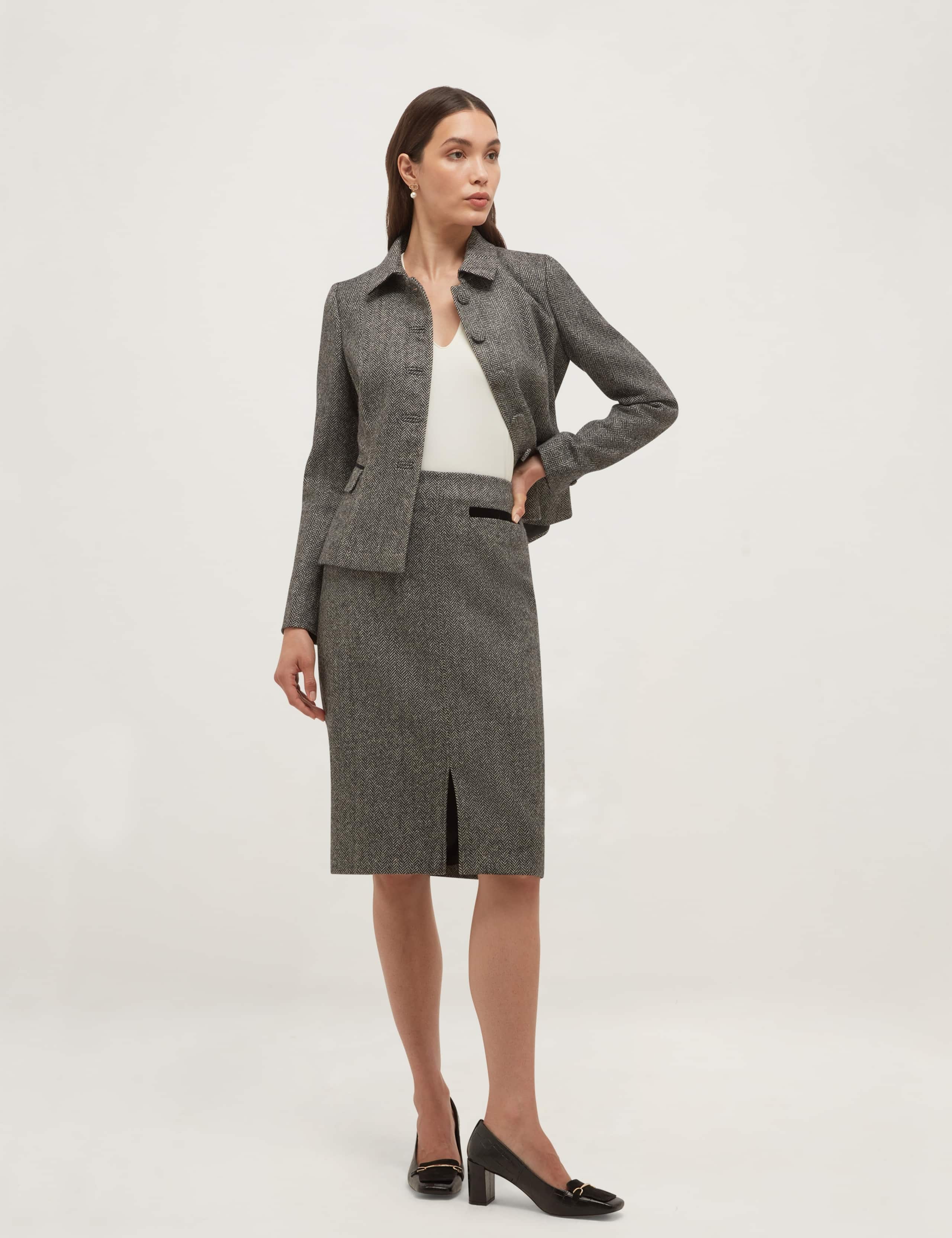 Pure Wool Tweed Knee Length Pencil Skirt 5 of 6