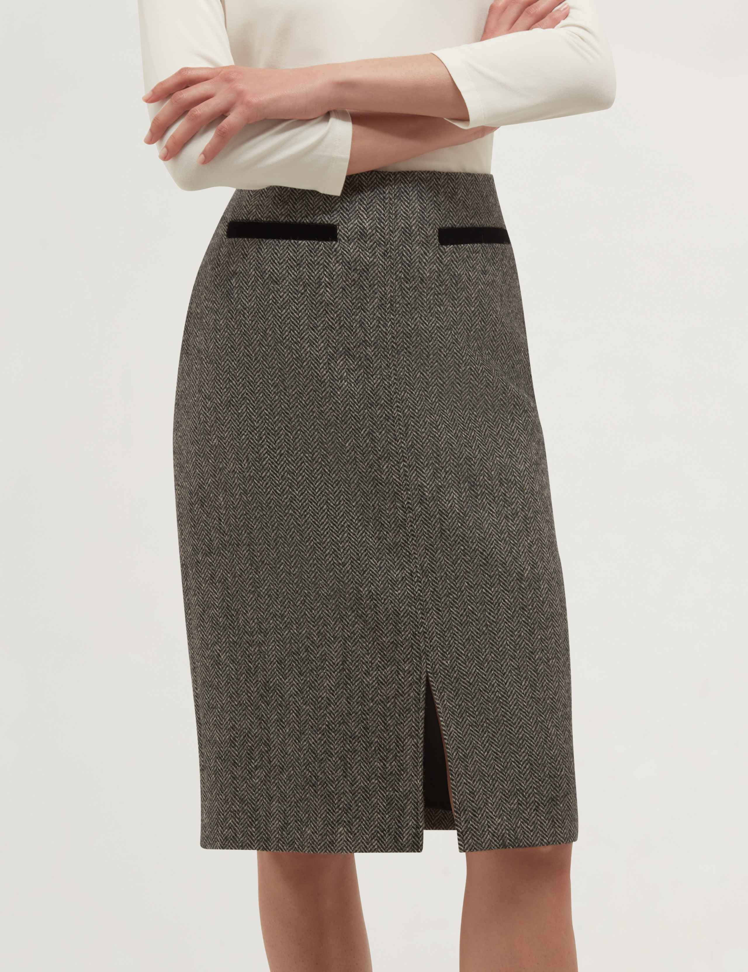 Pure Wool Tweed Knee Length Pencil Skirt 6 of 6