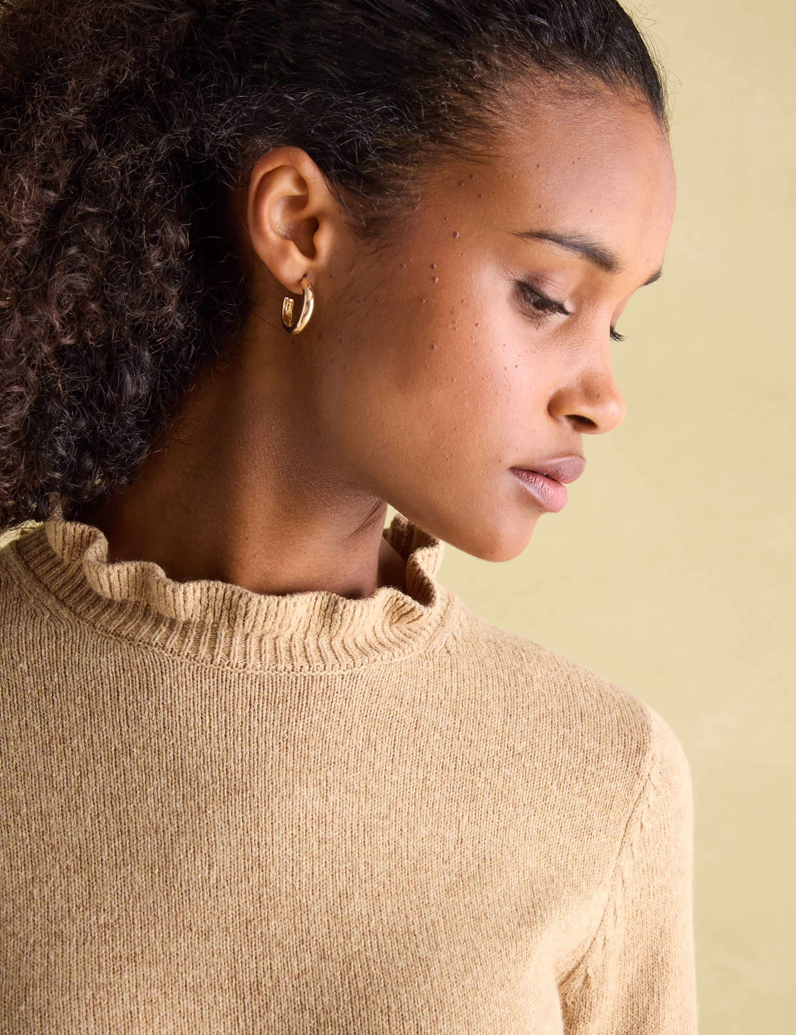 Cotton Rich Frill Detail Jumper with Wool 5 of 5