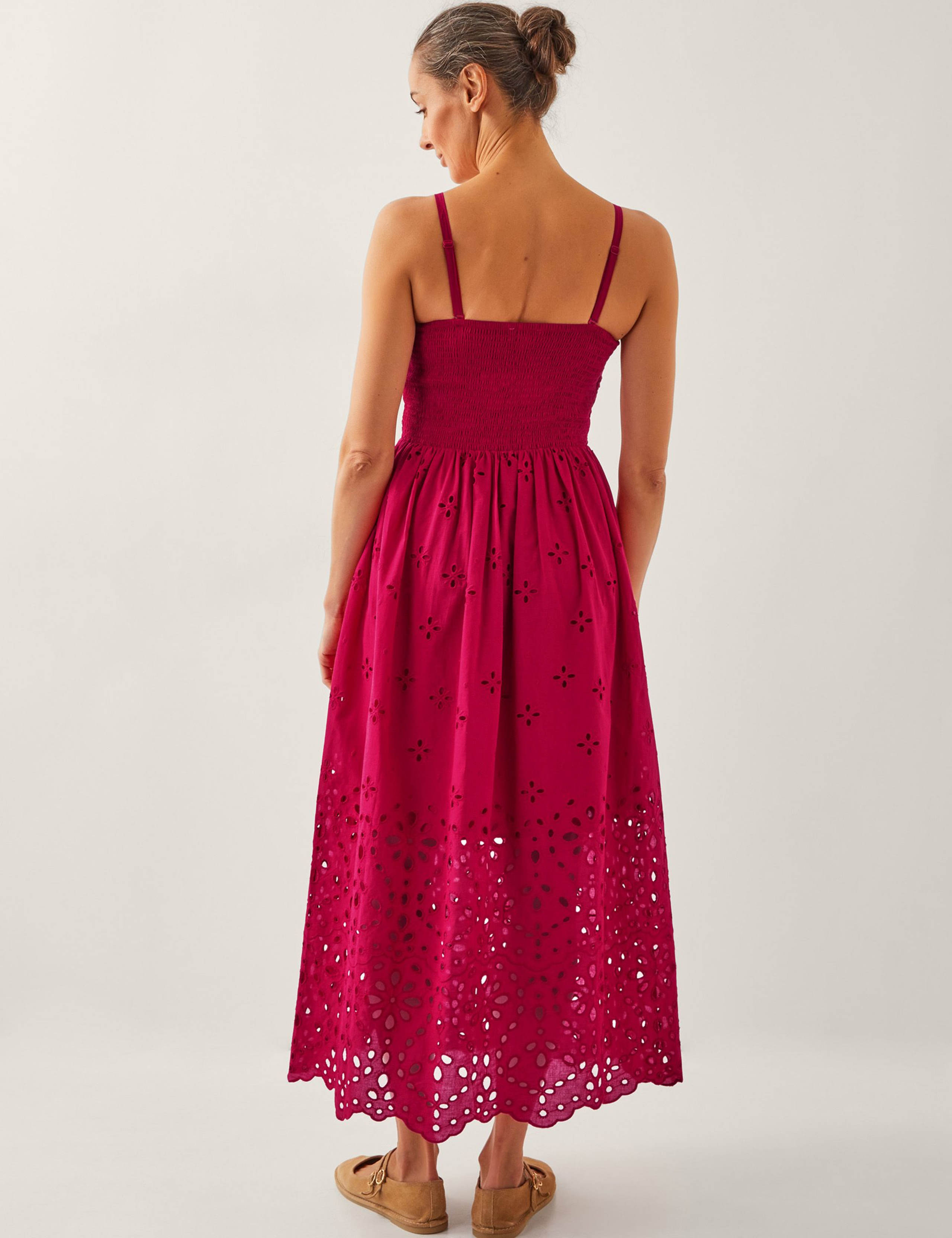 Pure Cotton Broderie Midi Waisted Dress 3 of 5