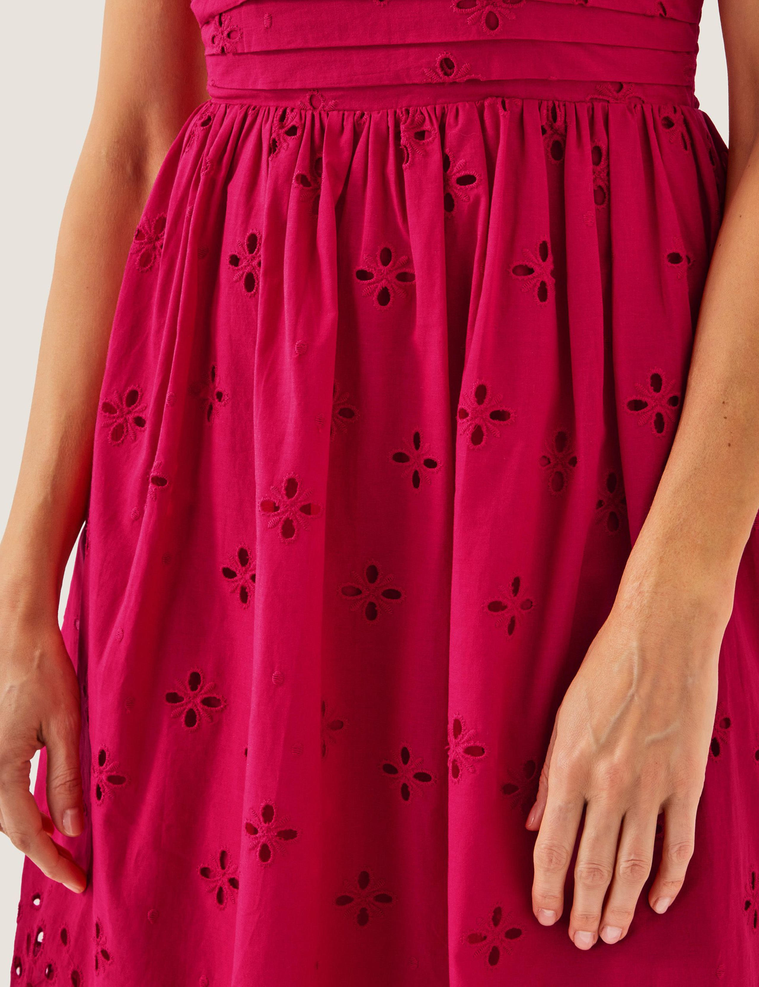 Pure Cotton Broderie Midi Waisted Dress 5 of 5