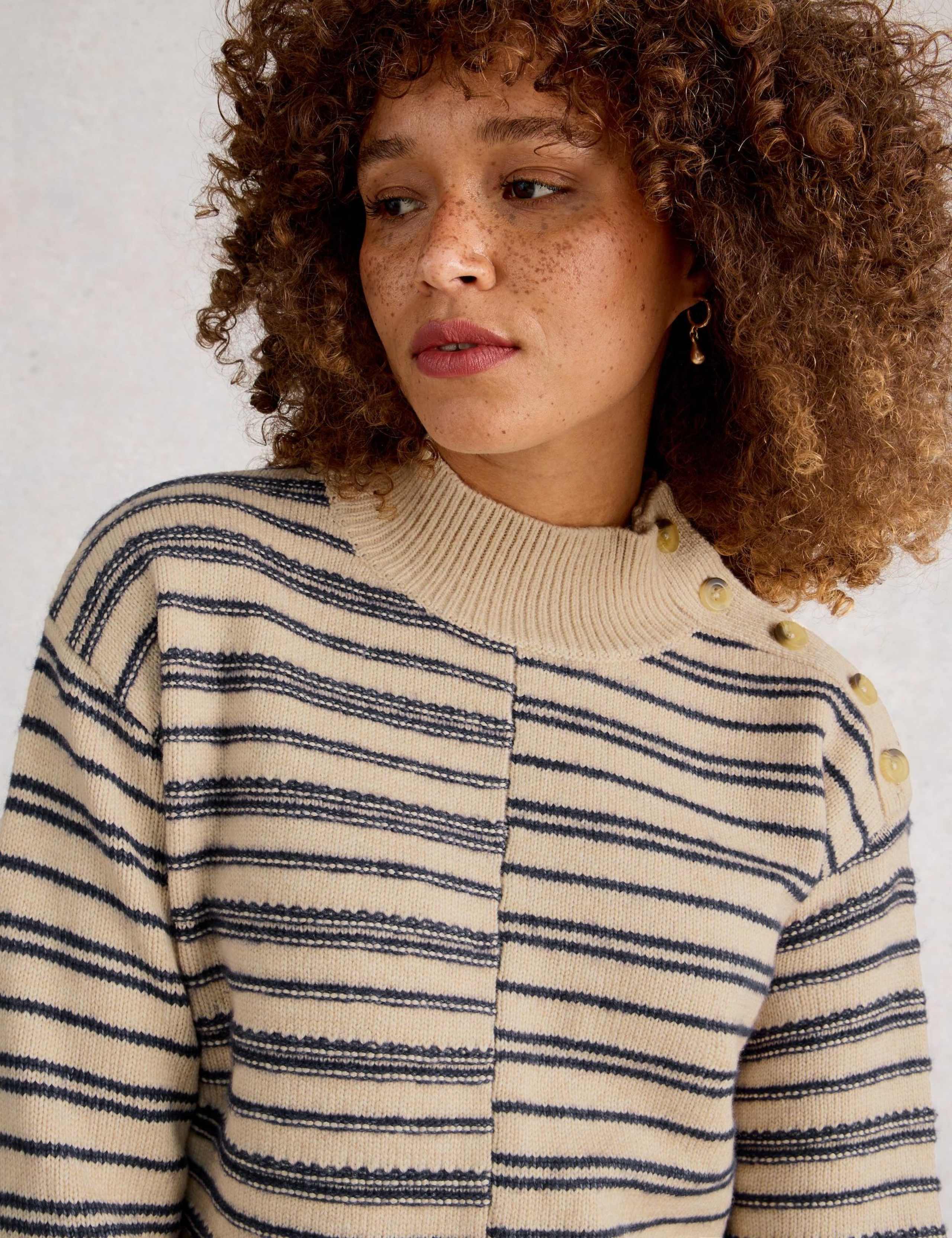Striped High Neck Jumper with Cotton 5 of 6