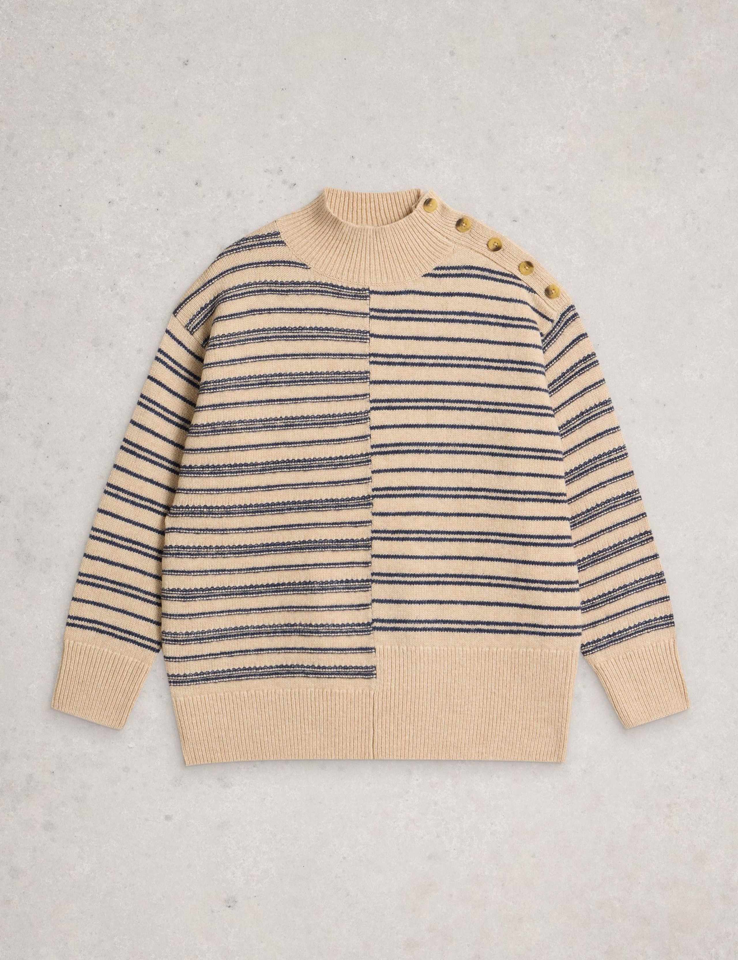 Striped High Neck Jumper with Cotton 2 of 6
