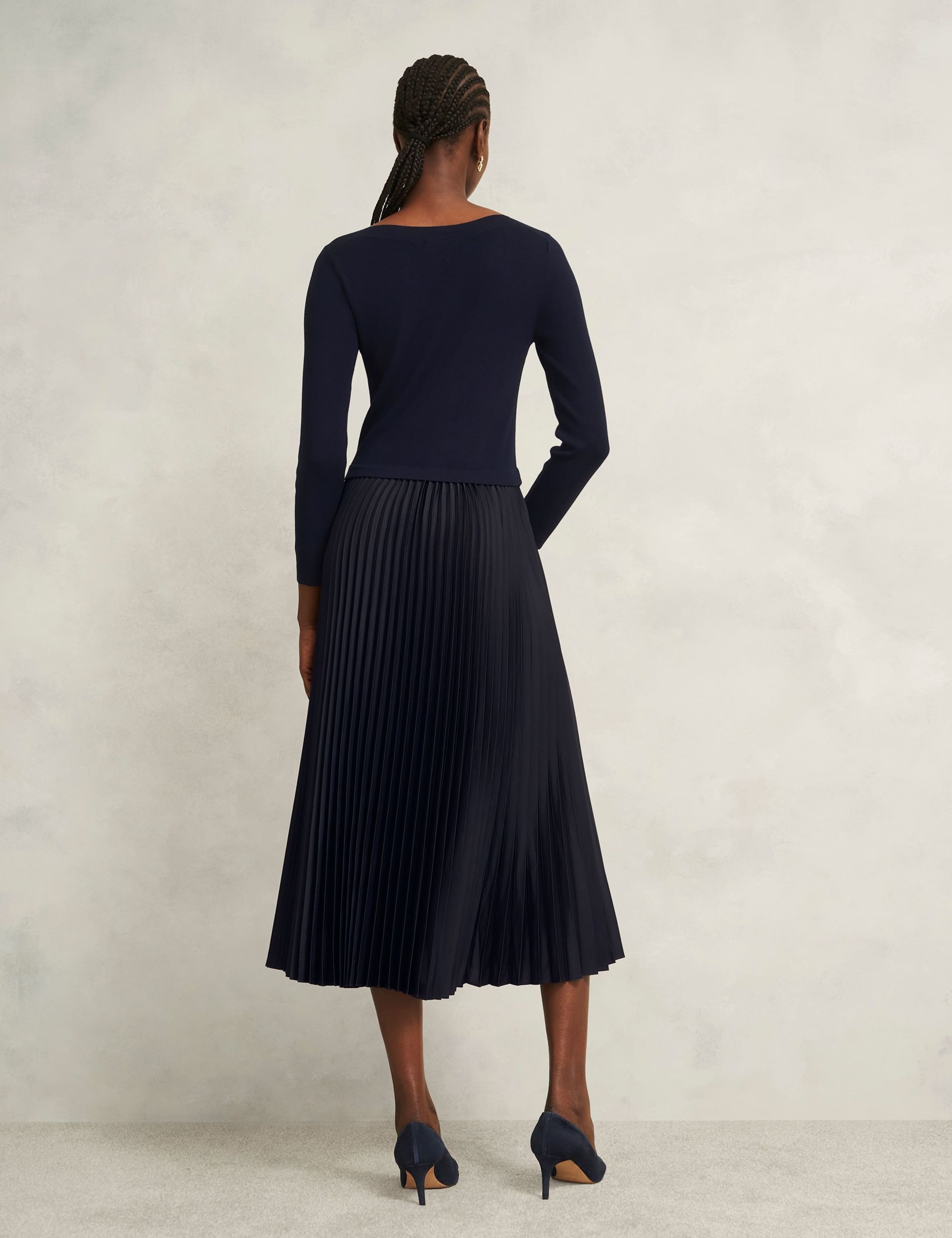 Slash Neck Knitted Midi Dress 3 of 5