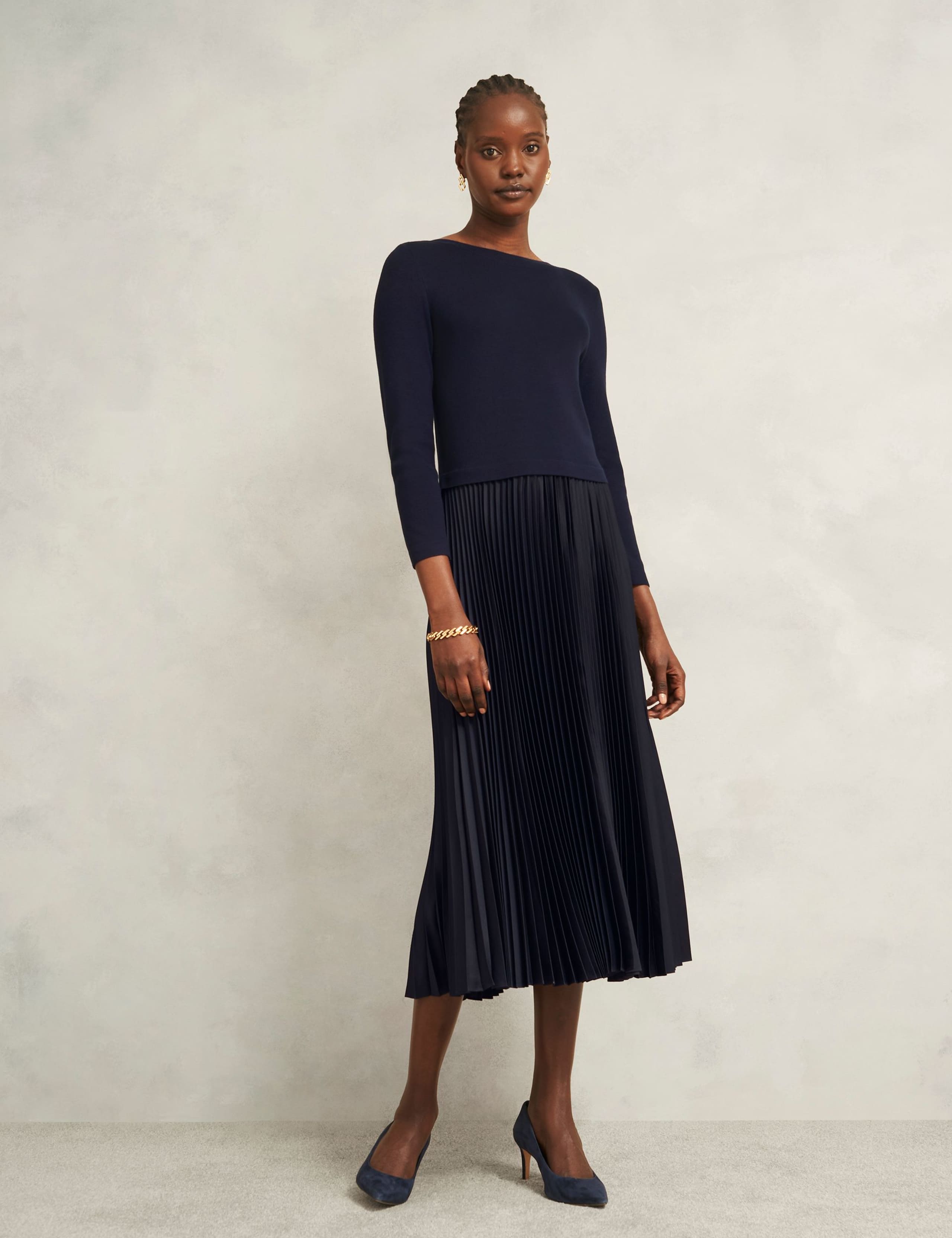 Slash Neck Knitted Midi Dress 4 of 5