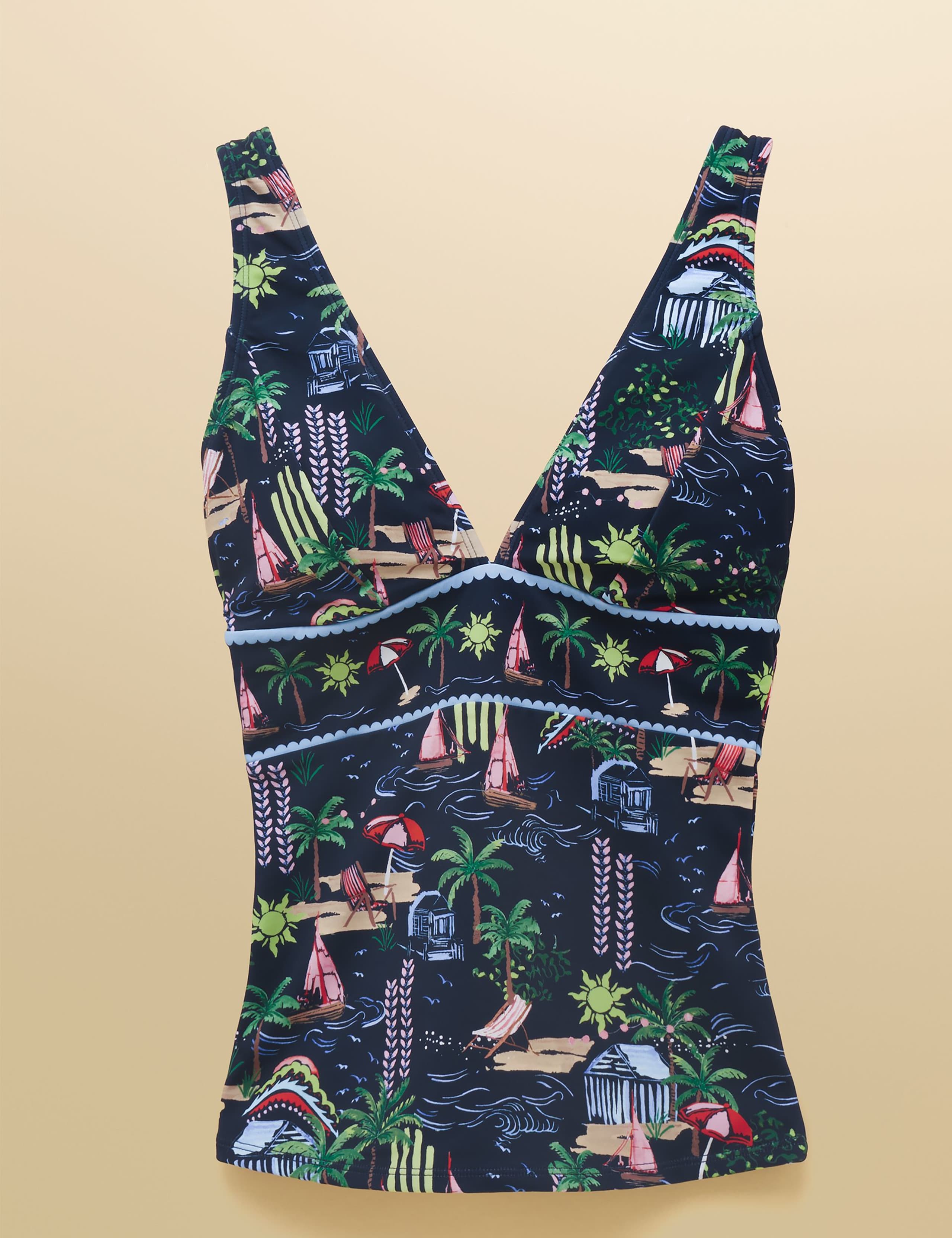Printed Padded V-Neck Tankini Top 2 of 7