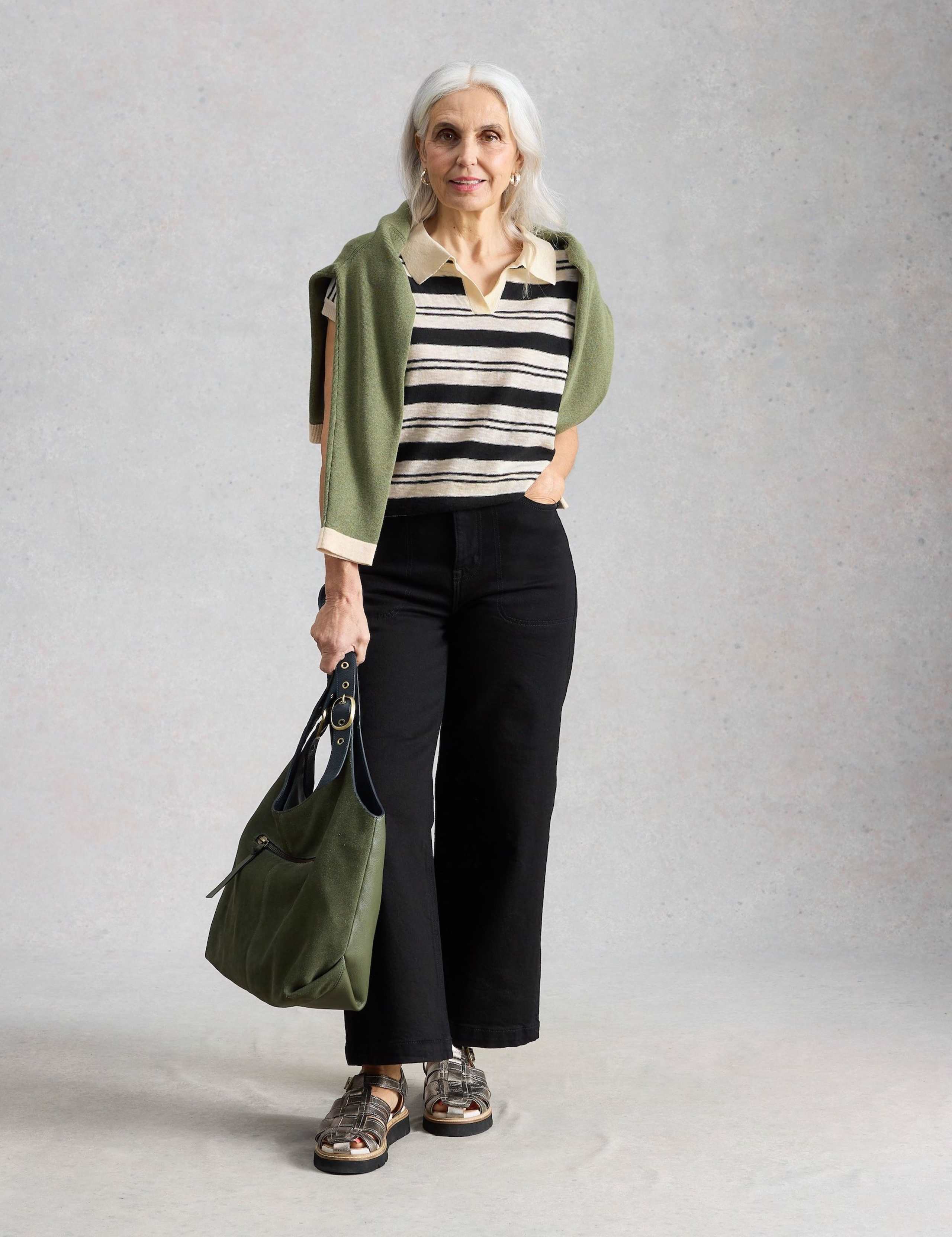 Cotton Rich Striped Polo Shirt with Linen 4 of 6