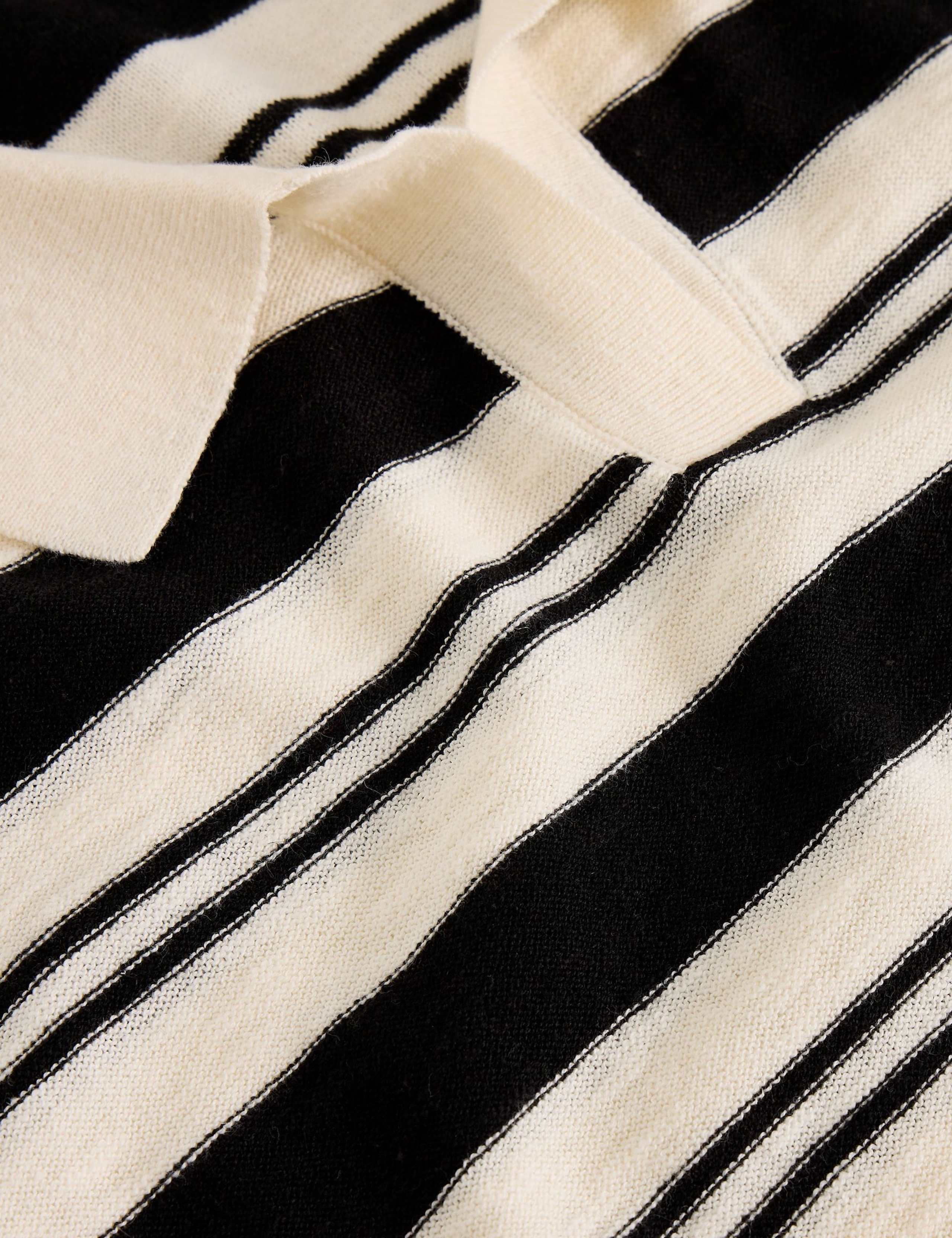 Cotton Rich Striped Polo Shirt with Linen 5 of 6