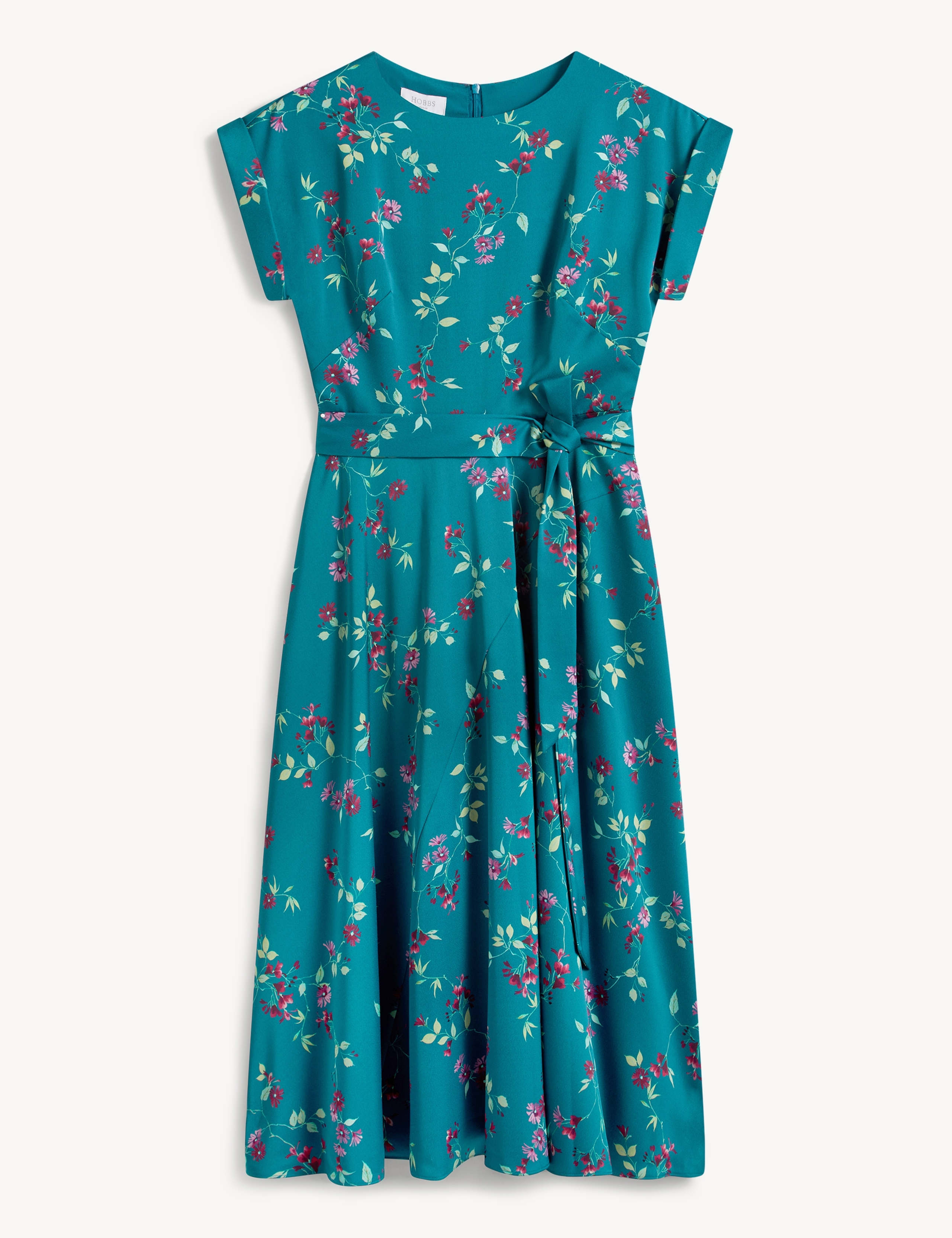 Satin Floral Knee Length Skater Dress 2 of 5