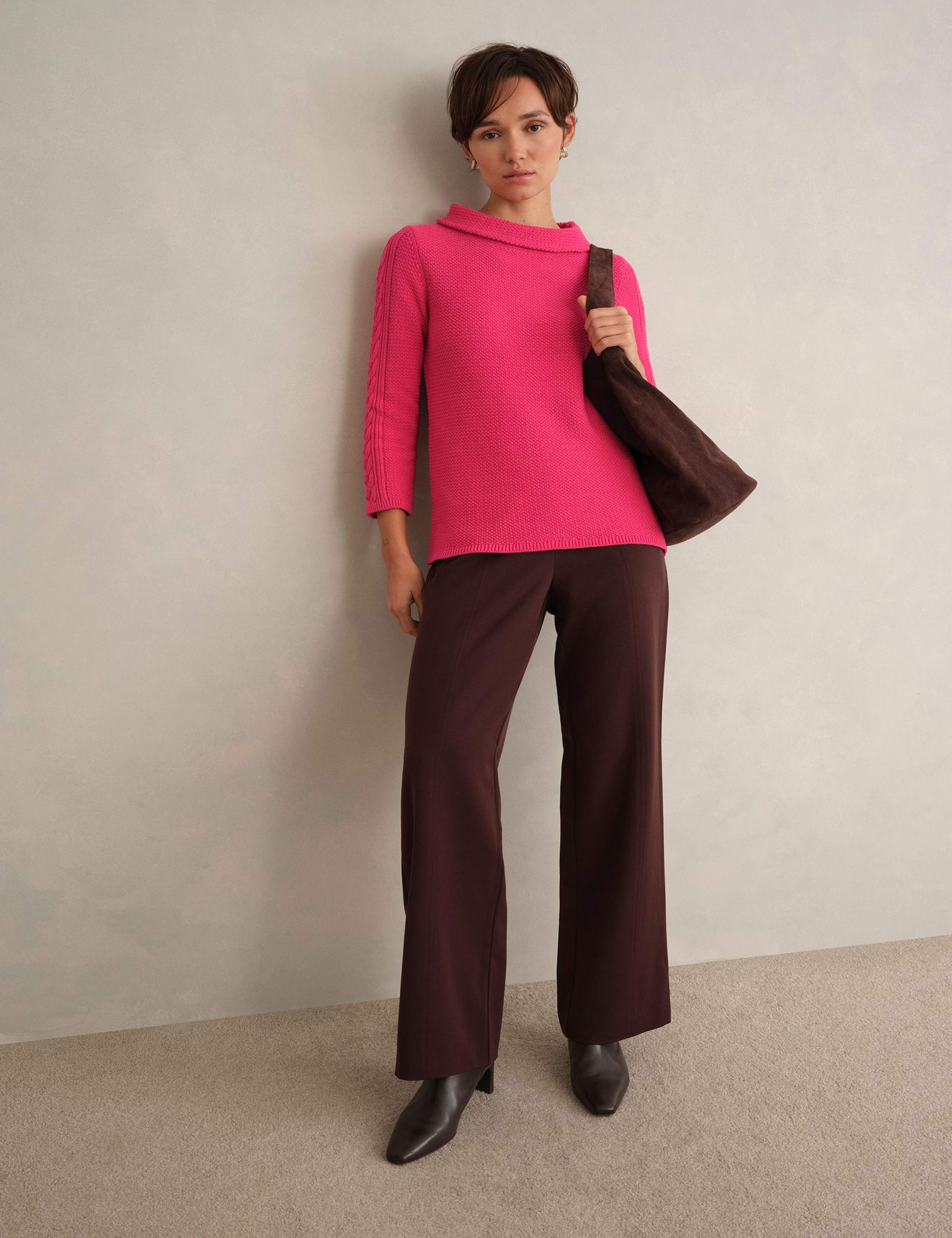 Pure Cotton Textured Roll Neck Jumper 1 of 5