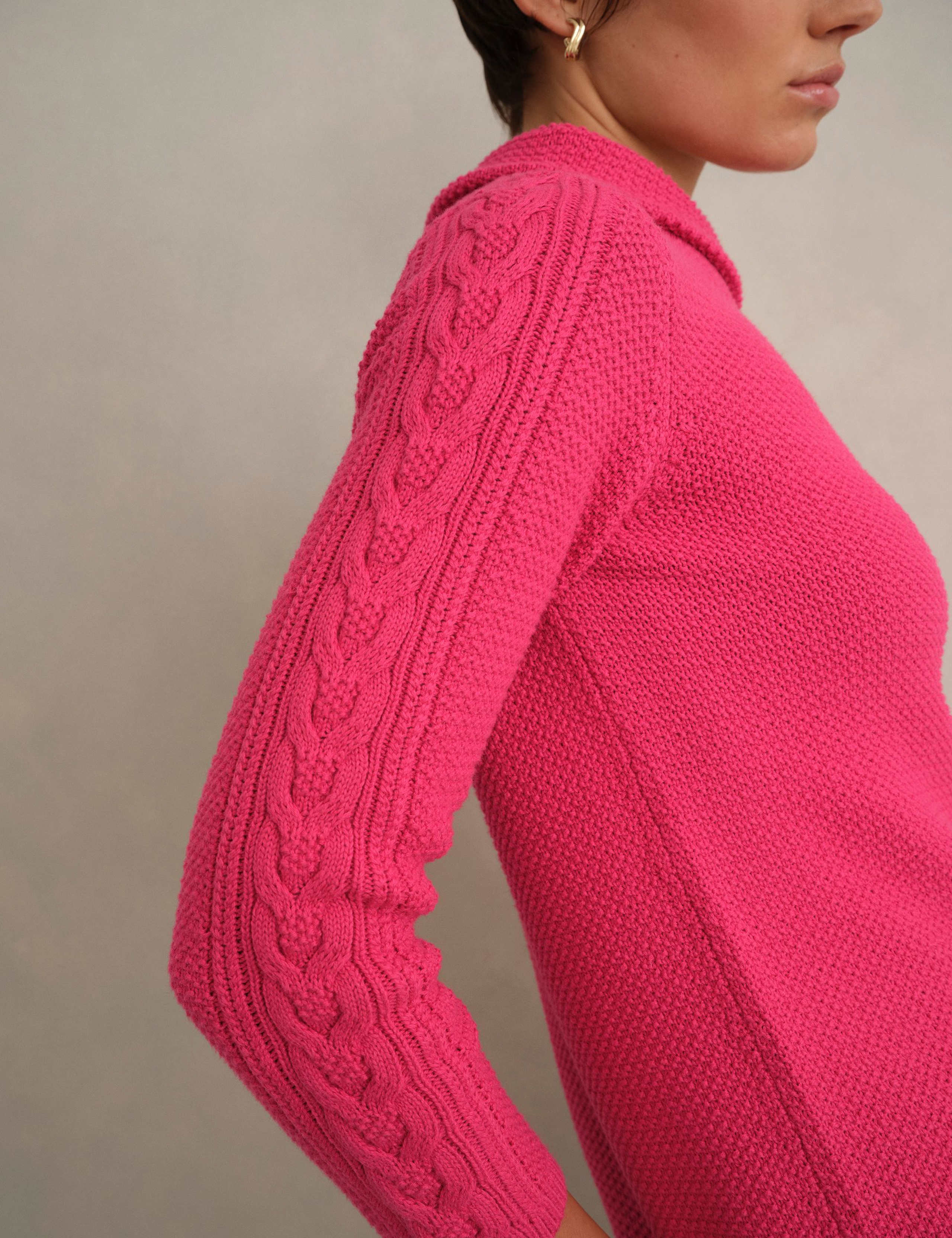 Pure Cotton Textured Roll Neck Jumper 4 of 5