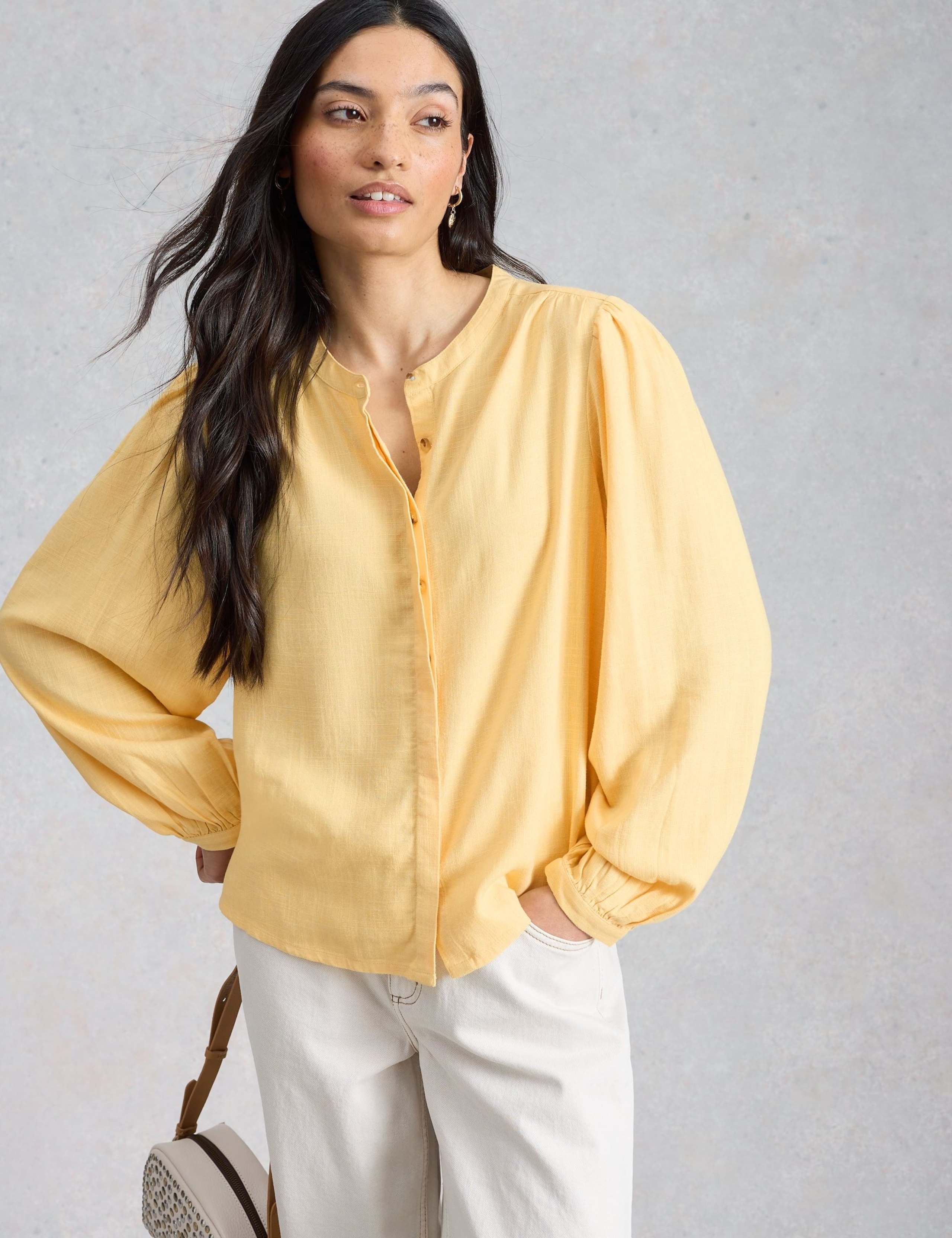 Linen Blend Button Through Blouse 1 of 6