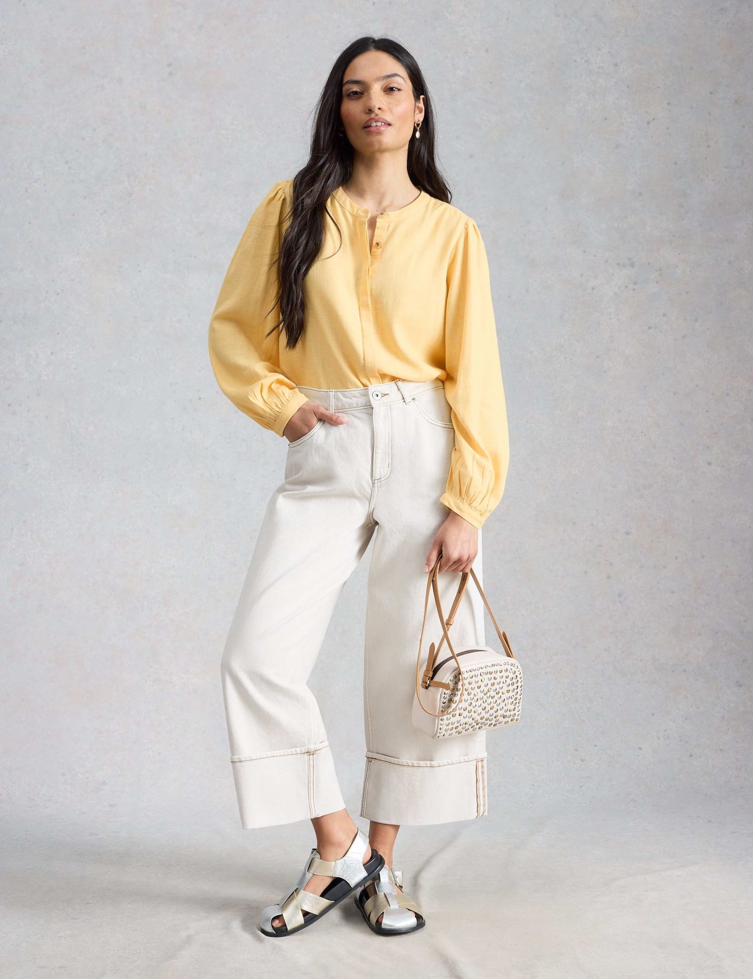 Linen Blend Button Through Blouse 3 of 6