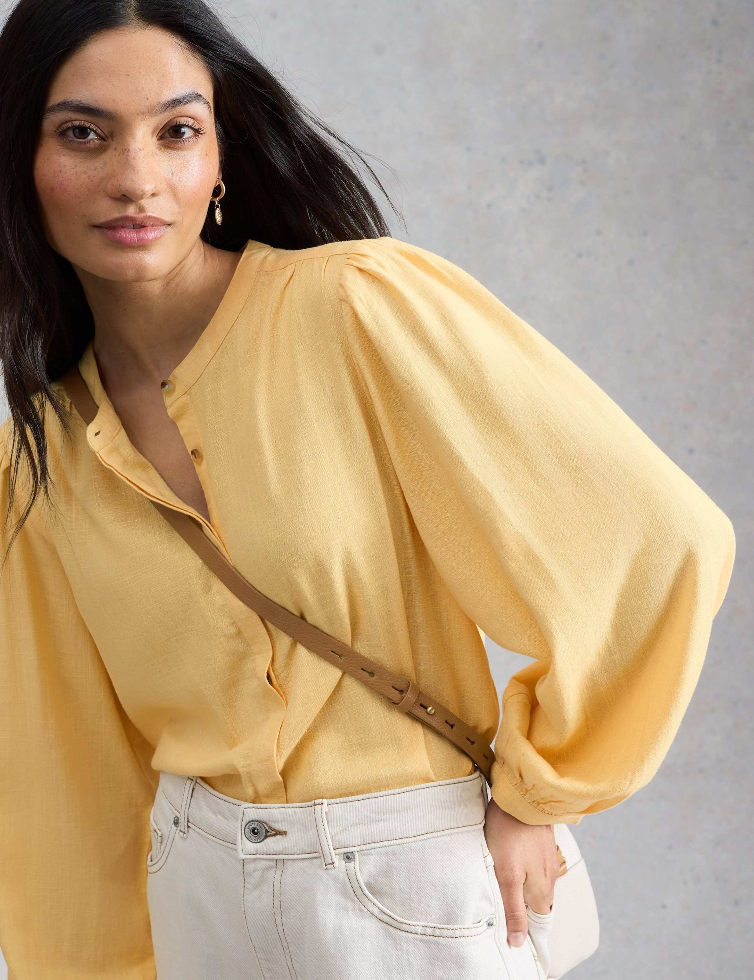 Linen Blend Button Through Blouse 4 of 6