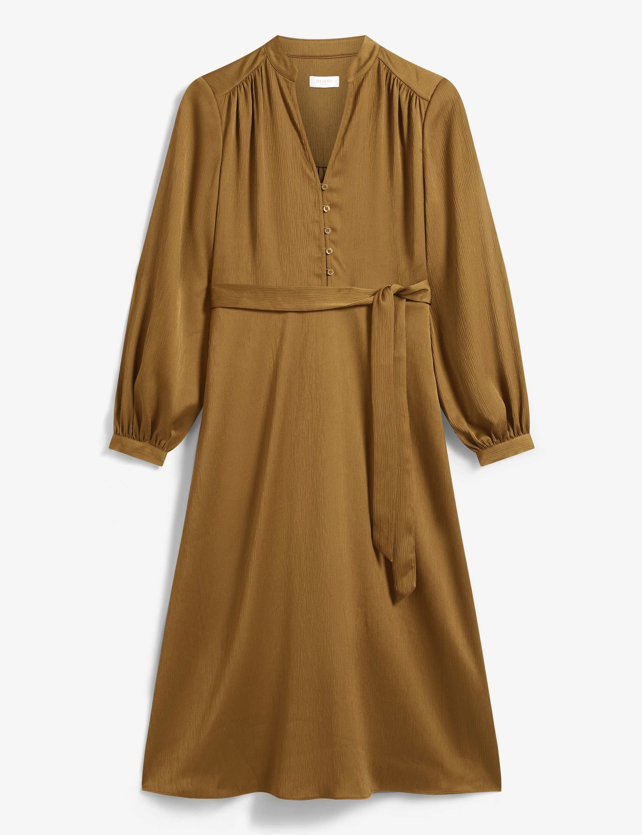 V-Neck Tie Waist Knee Length Skater Dress 2 of 6