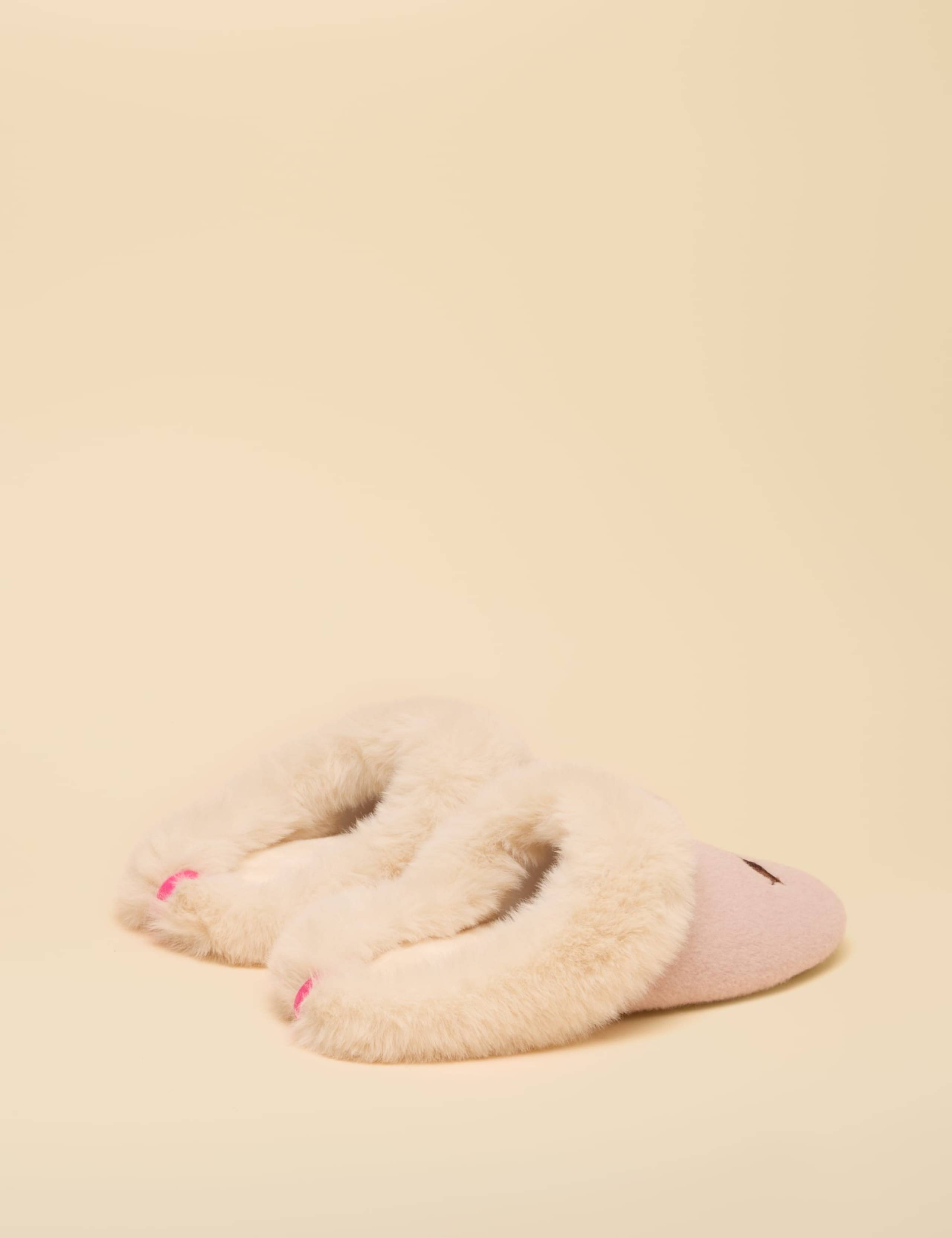 Cotton Embroidered Faux Fur Lined Slippers 4 of 6