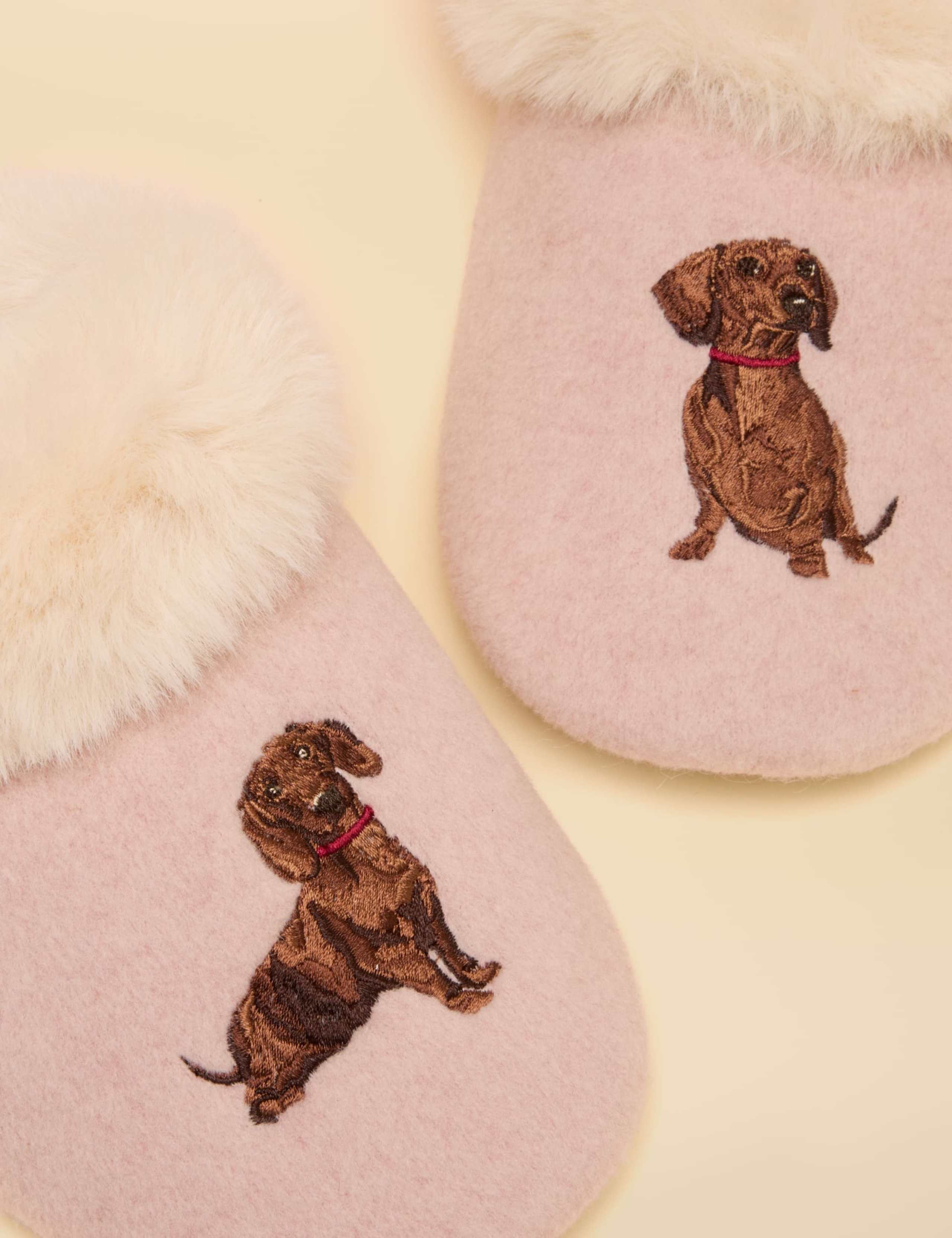 Cotton Embroidered Faux Fur Lined Slippers 5 of 6