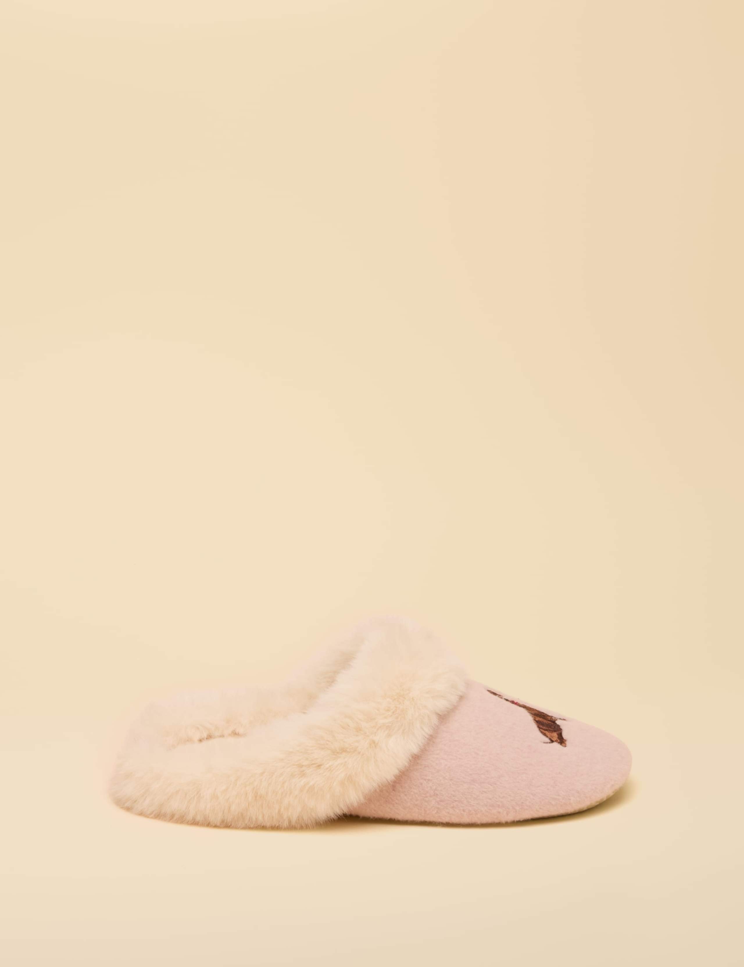 Cotton Embroidered Faux Fur Lined Slippers 6 of 6