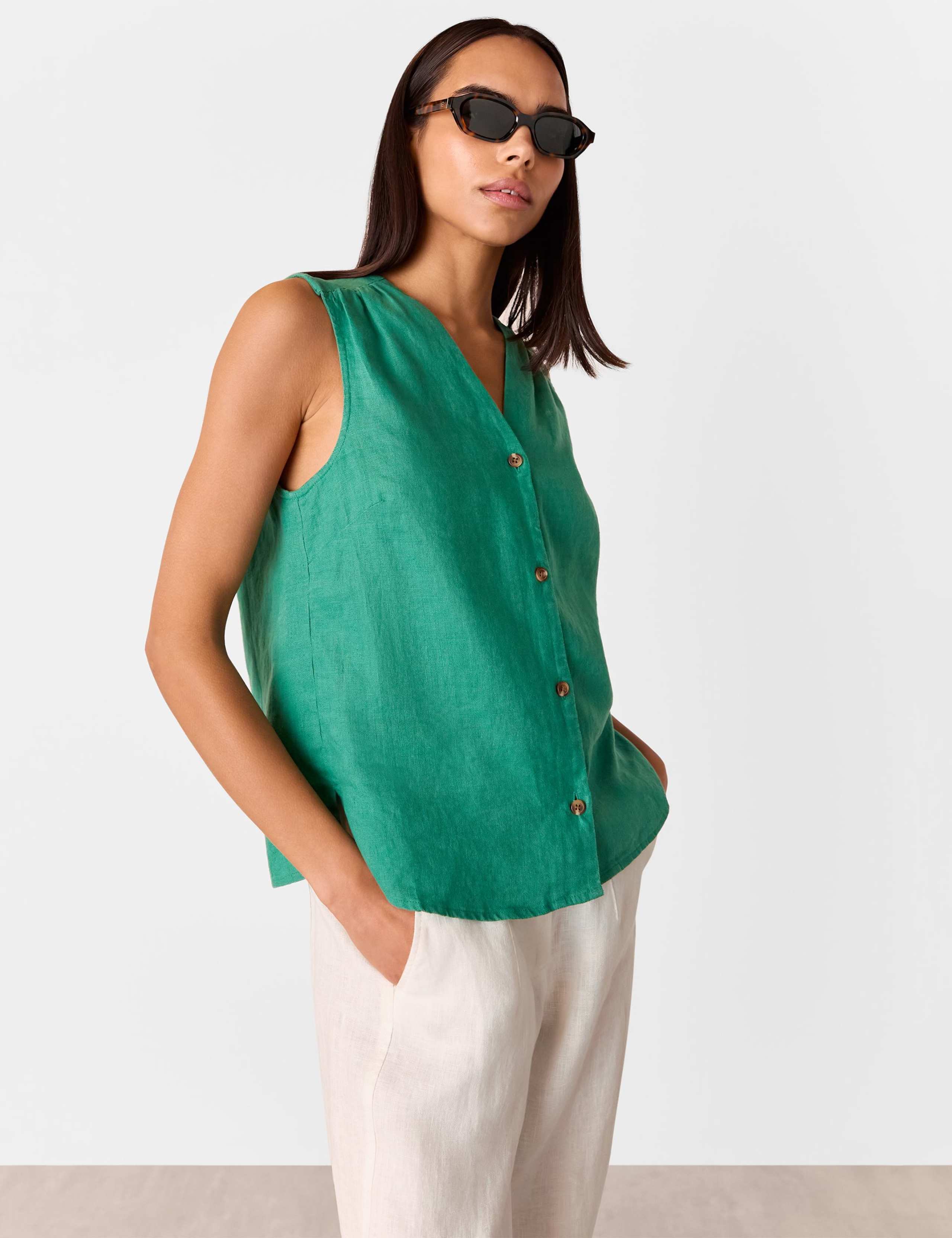 Pure Linen Button Through Tank Top 4 of 4