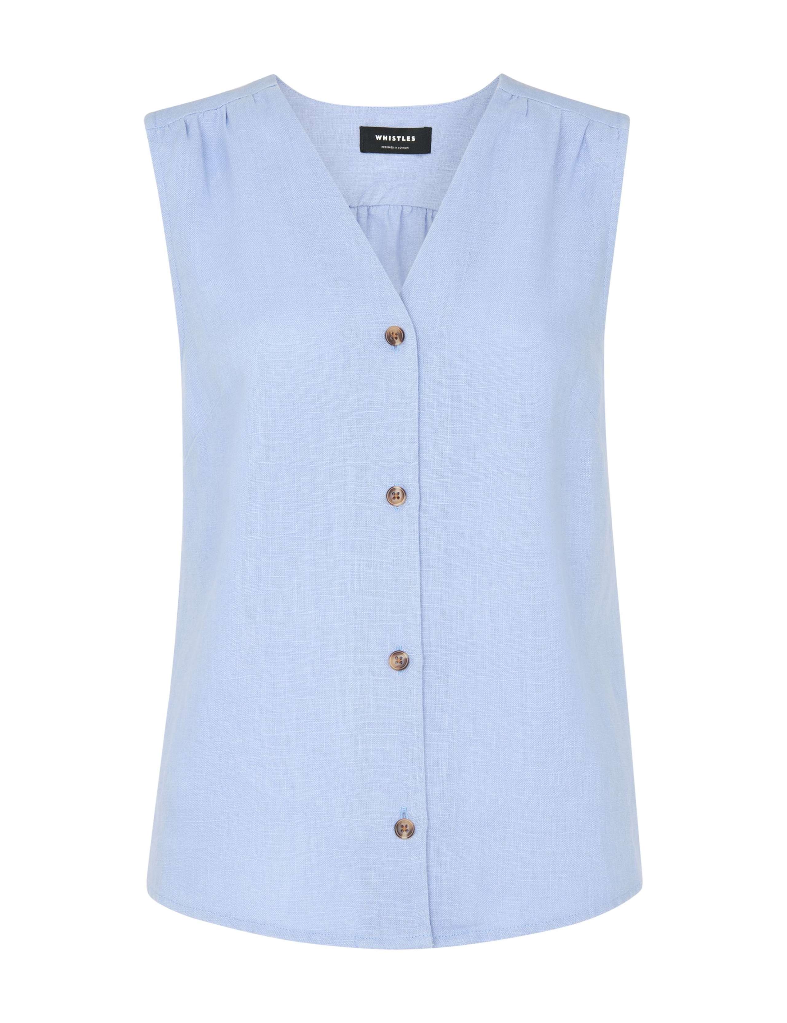 Pure Linen Button Through Tank Top 2 of 4