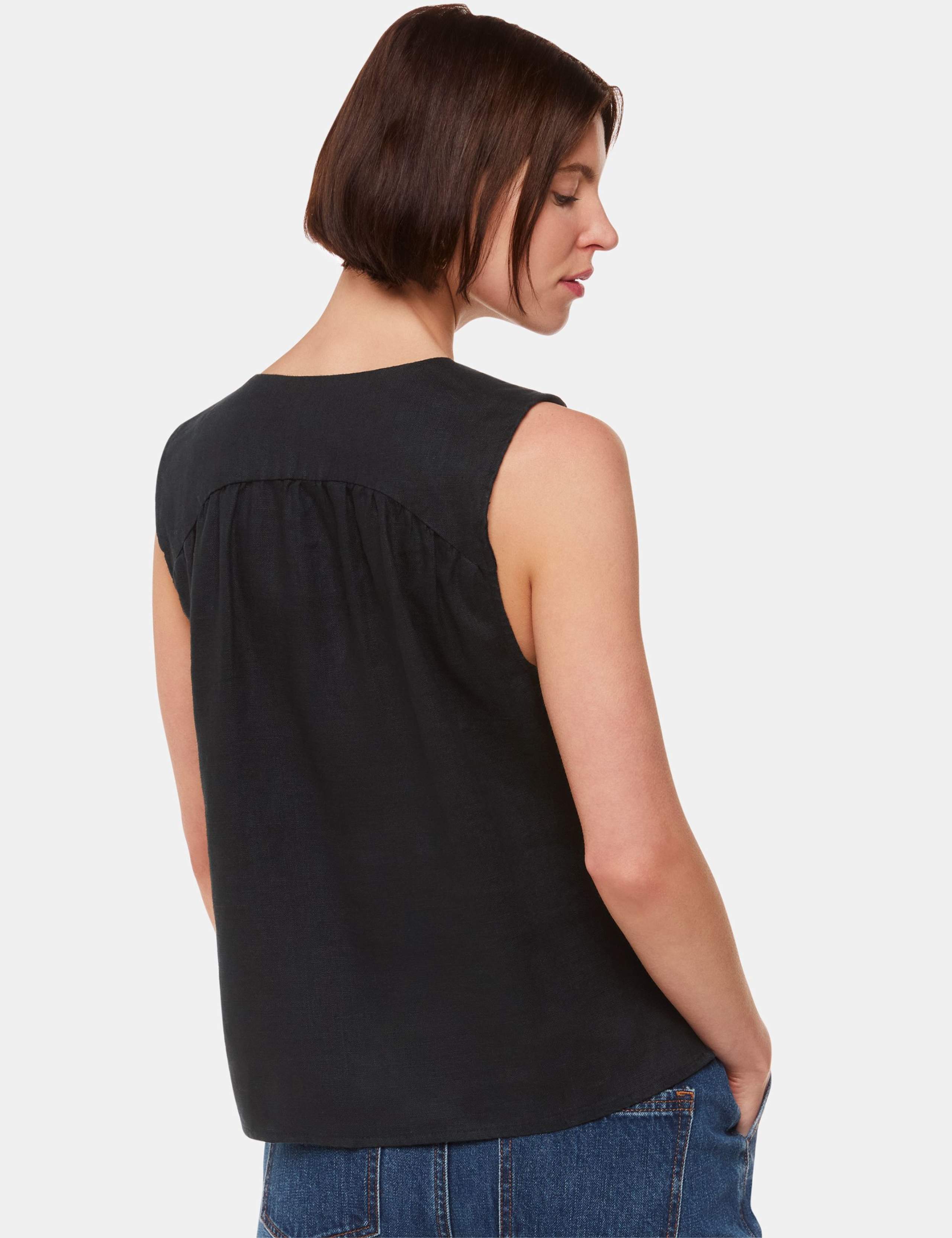 Laura Pure Linen Button Through Tank Top 4 of 4