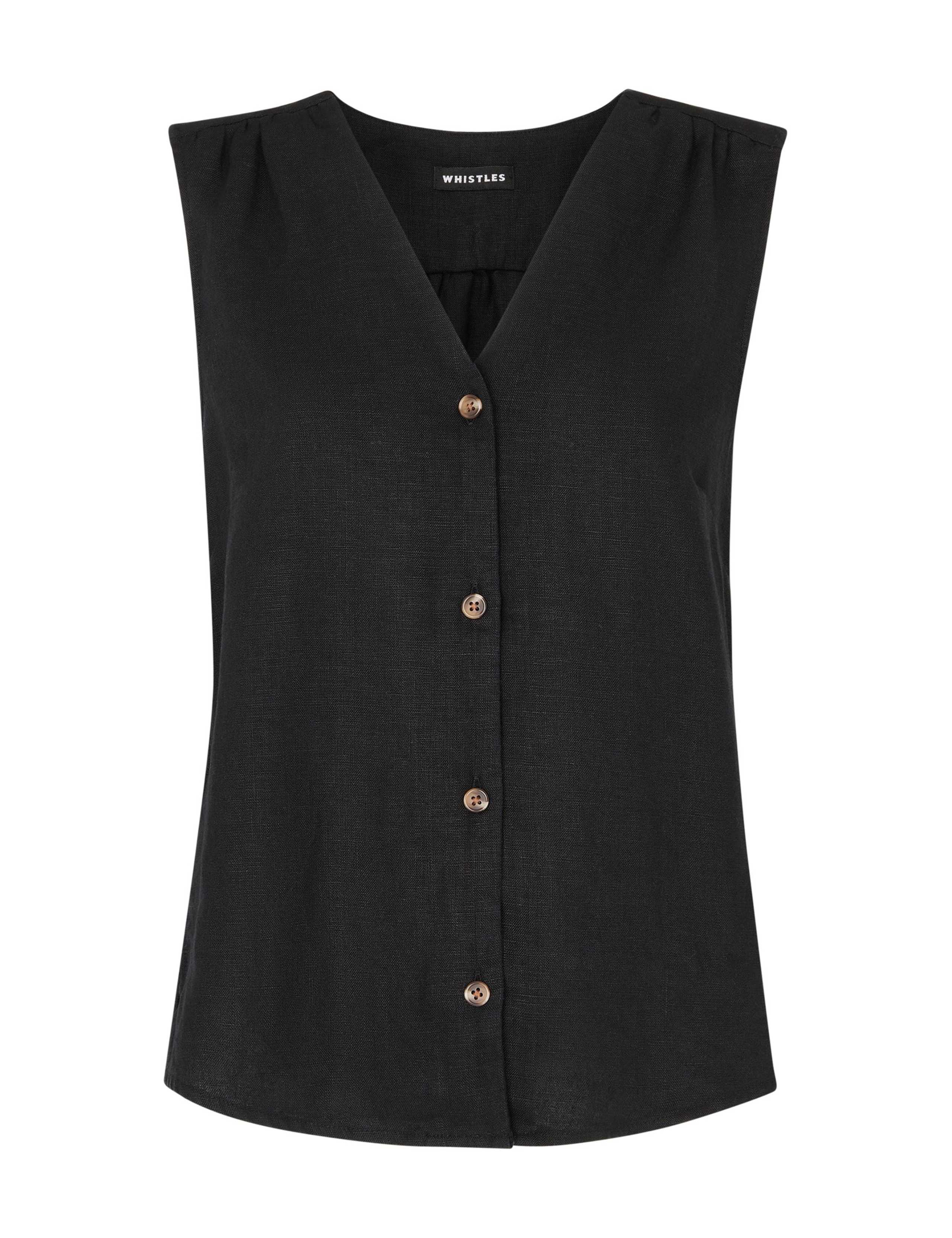 Laura Pure Linen Button Through Tank Top 2 of 4