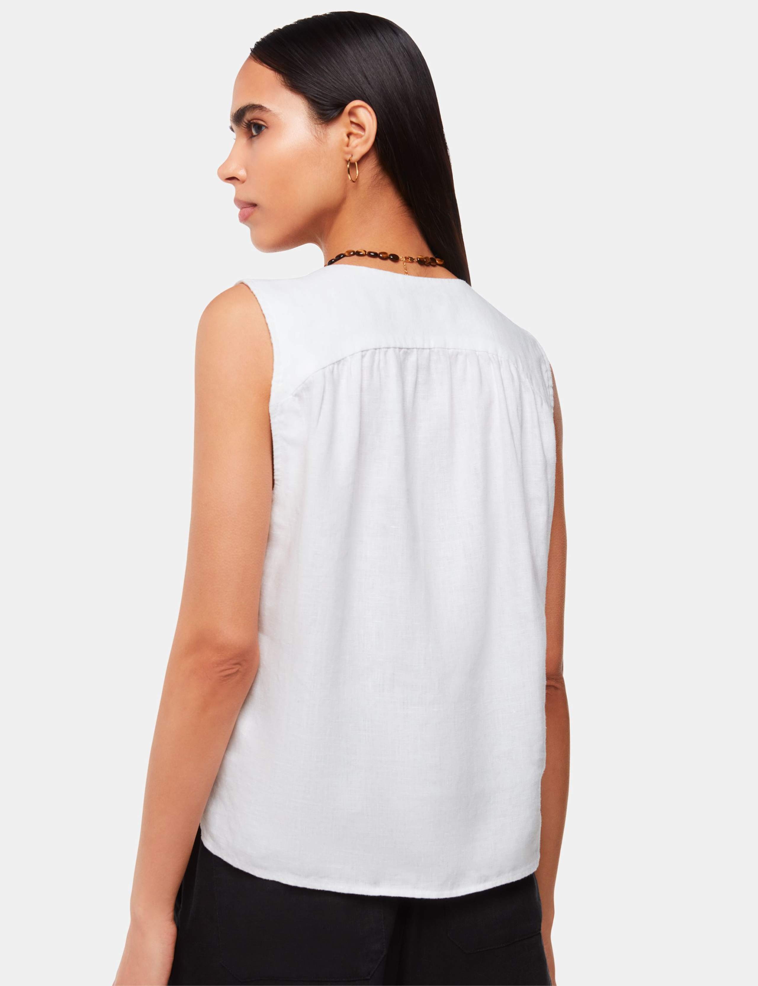 Laura Pure Linen Button Through Tank Top 4 of 4